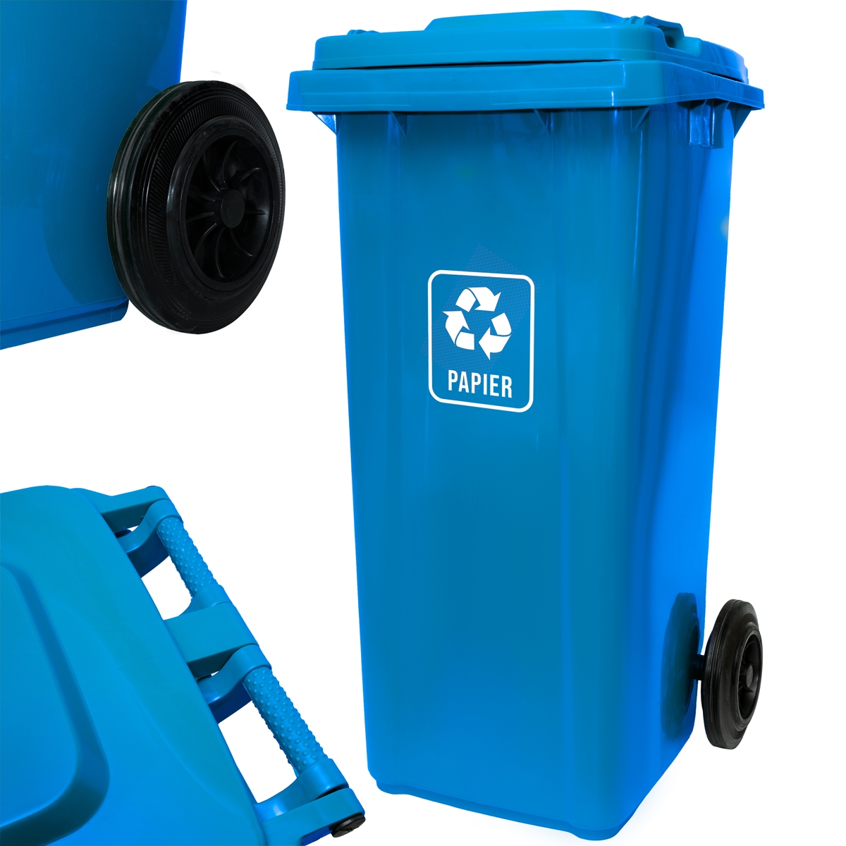 Pojemnik Na Śmieci Kosz Śmietnik Kubeł Na Odpady 120L Niebieski Na Piapier