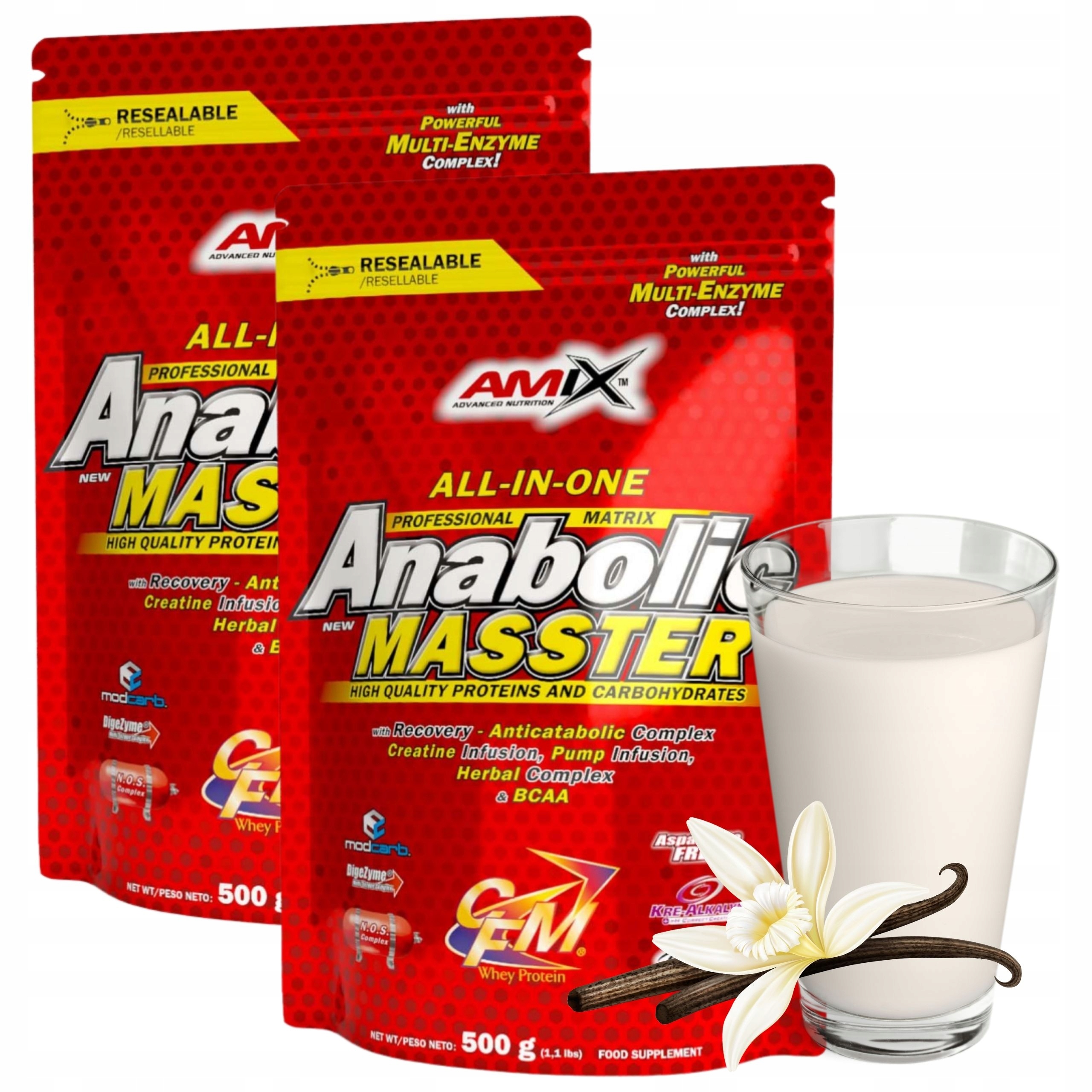 Kondicionéry na svalovou hmotu Bulk Gainer Protein Mix Kreatin Carbs Vanilka
