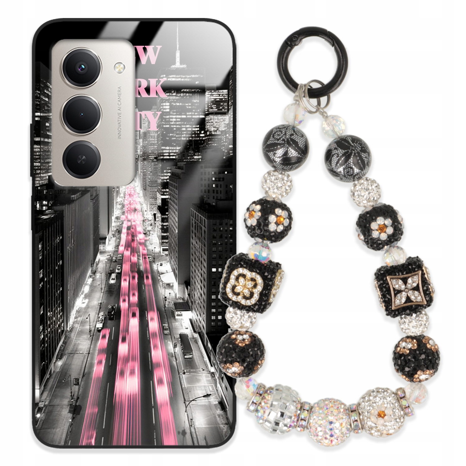 Pouzdro Pro Xiaomi Redmi 15 4G Glass Přívěsek Na Klíče Elegantní Kryt Premium Wz