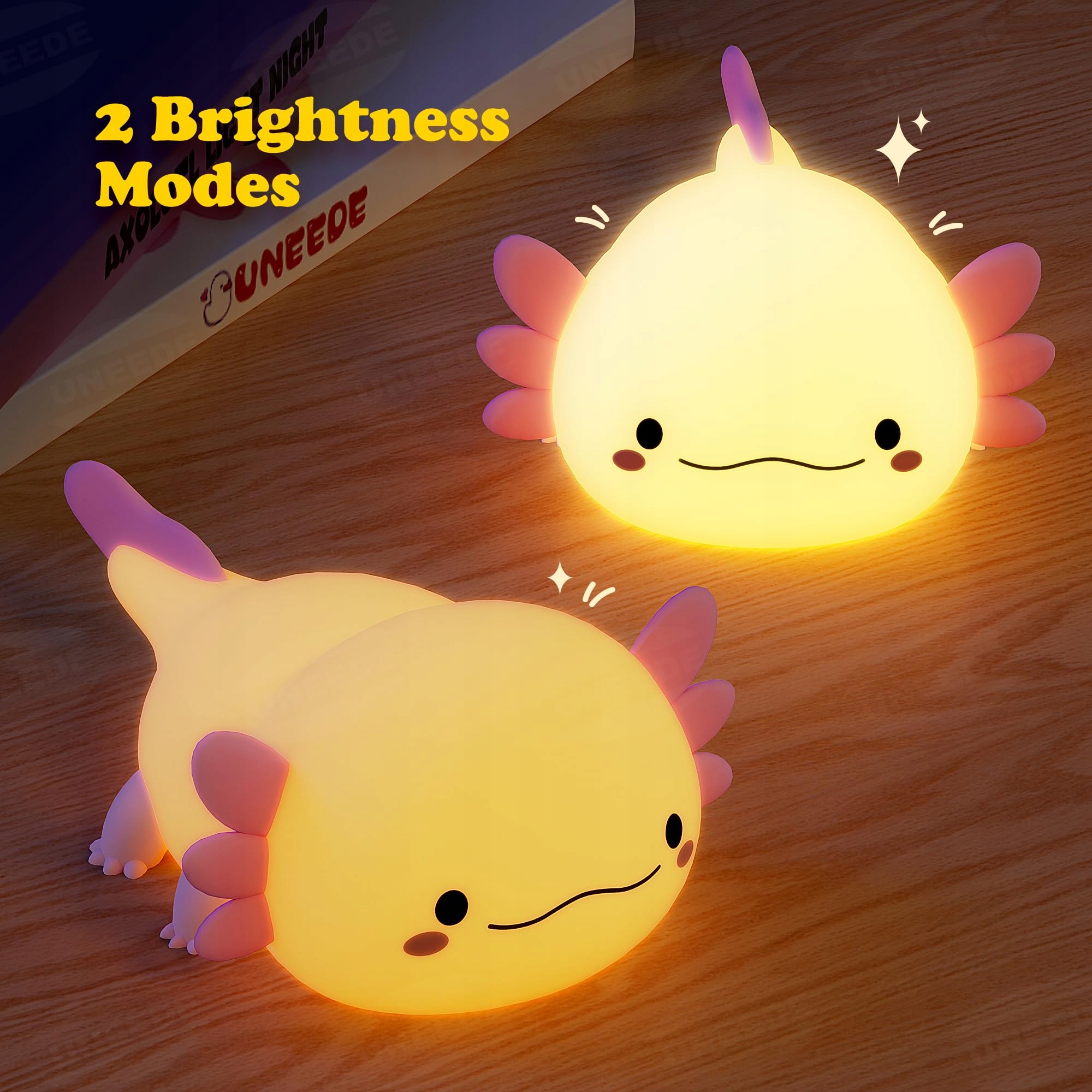 UNEEDE Lampka Nocna Dla Dzieci Silikonowa LED Różowy Axolotl — miniatura 2