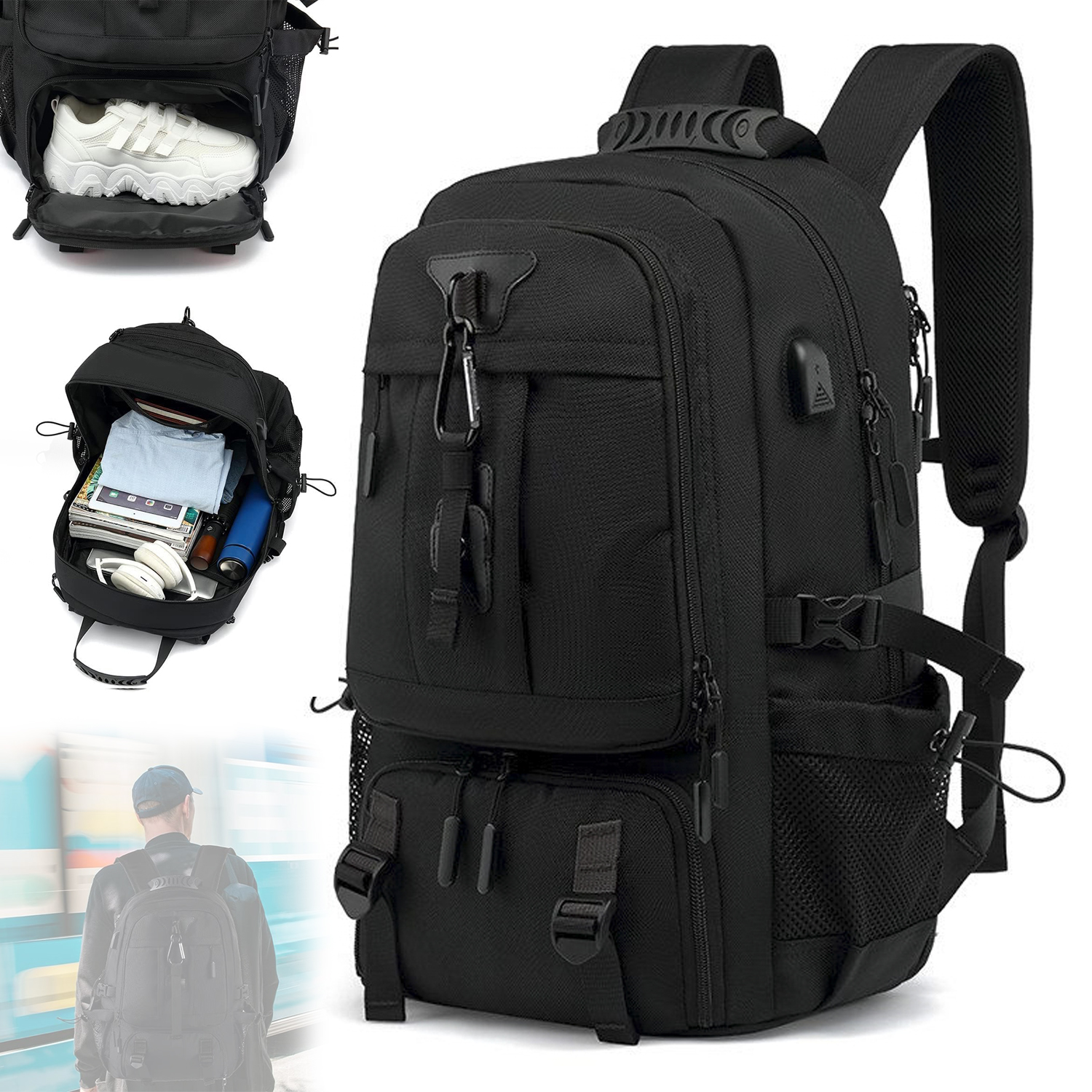 PLECAK PODRÓŻNY BAGAŻ MŁODZIEŻOWY NA WĘDRÓWKI LAPTOPT SZKOŁA WSPINACZKA POJEMNOŚĆ60L