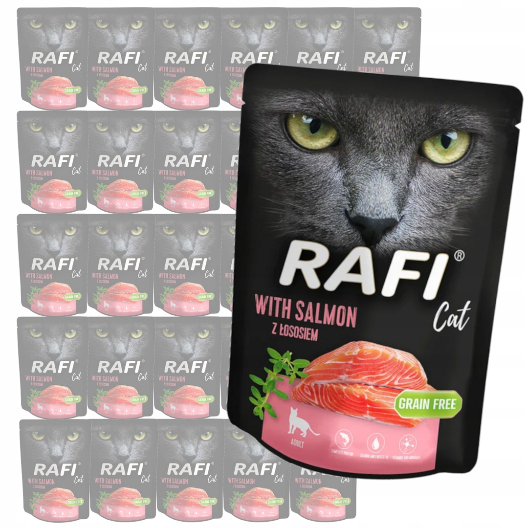 Rafi Cat Adult z Łososiem 30x300g Bezzbożowa Mokra Karma Dla Kota