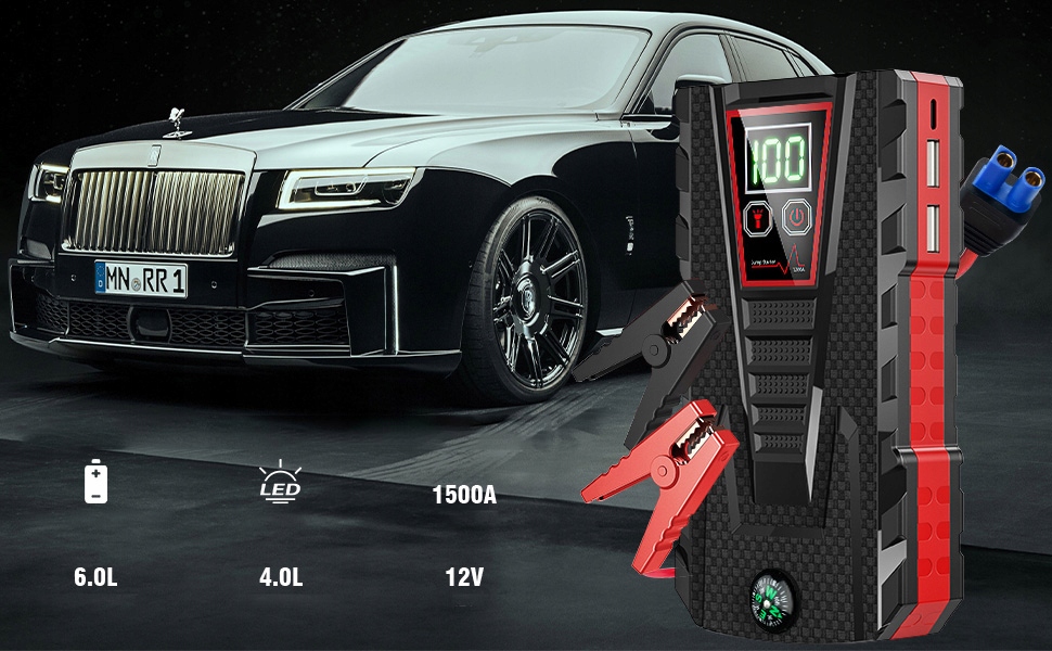 POWER BANK JUMP STARTER ROZRUCH DO SAMOCHODU 12V WYŚWIETLACZ LCD 99800mAh Model BOOSTER ROZRUCH JUMP