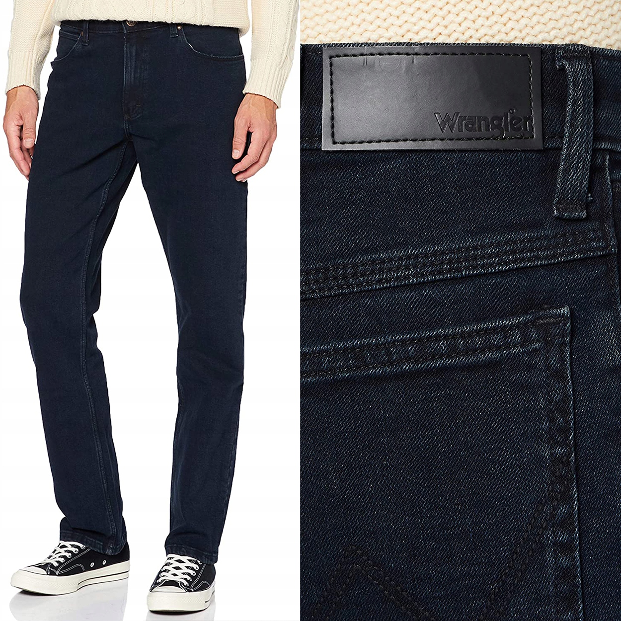 Wrangler Straight Blue Black Džins tmavé jednoduché džínové kalhoty W30 L30