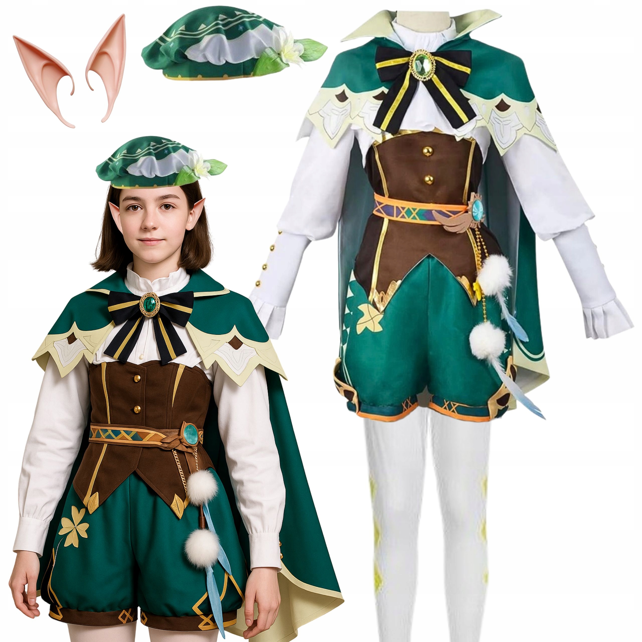 Kostým Převlek Elf Lesní Skřítek Víla Uši Ples Karneval 164 170