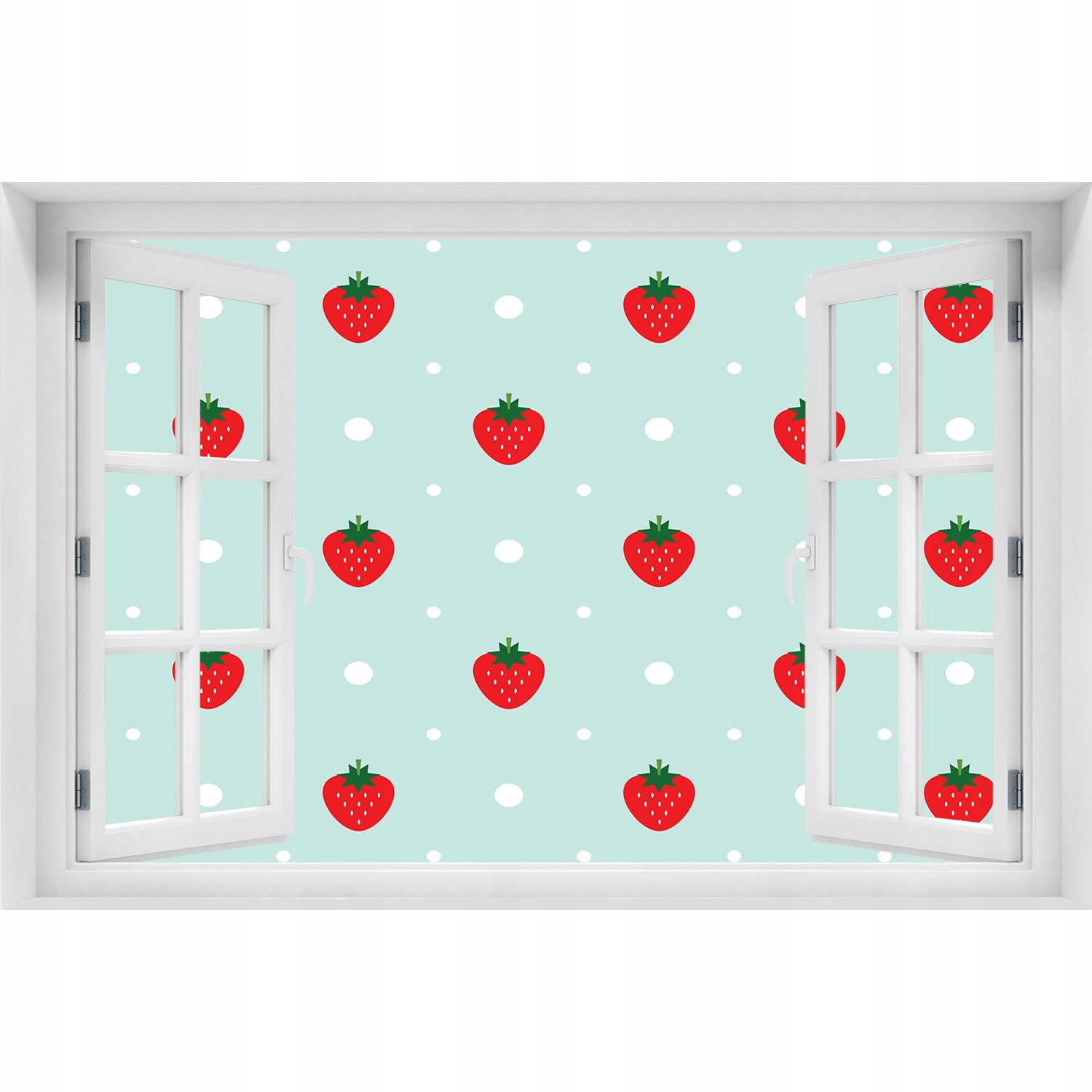 

3D Okno Naklejka na ścianę Ikony truskawek 90x60