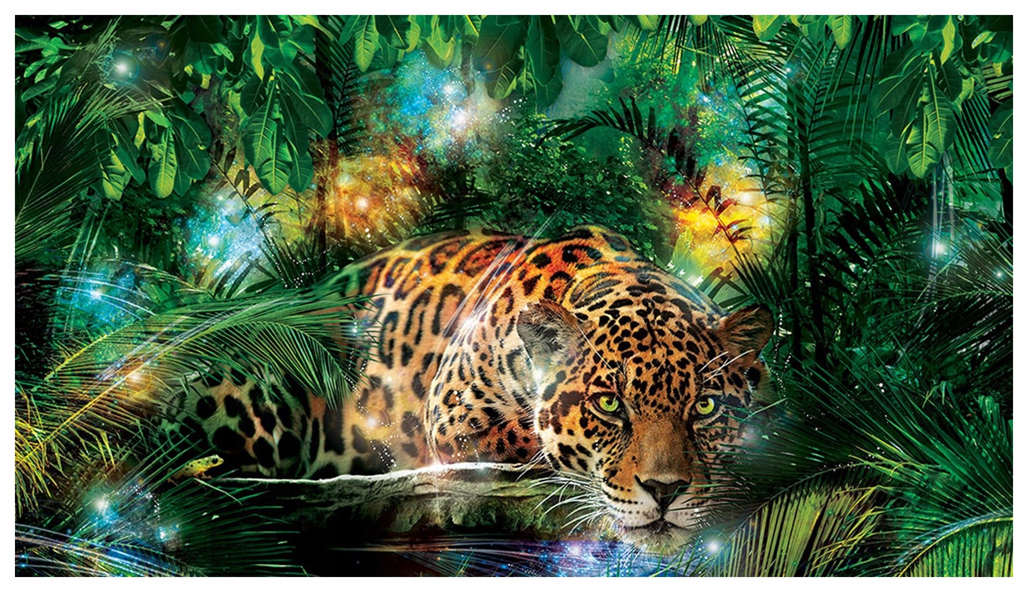 Tapeta Leopard v tropech vinyl 312x219 Zelená exotika na zdi lepidlo