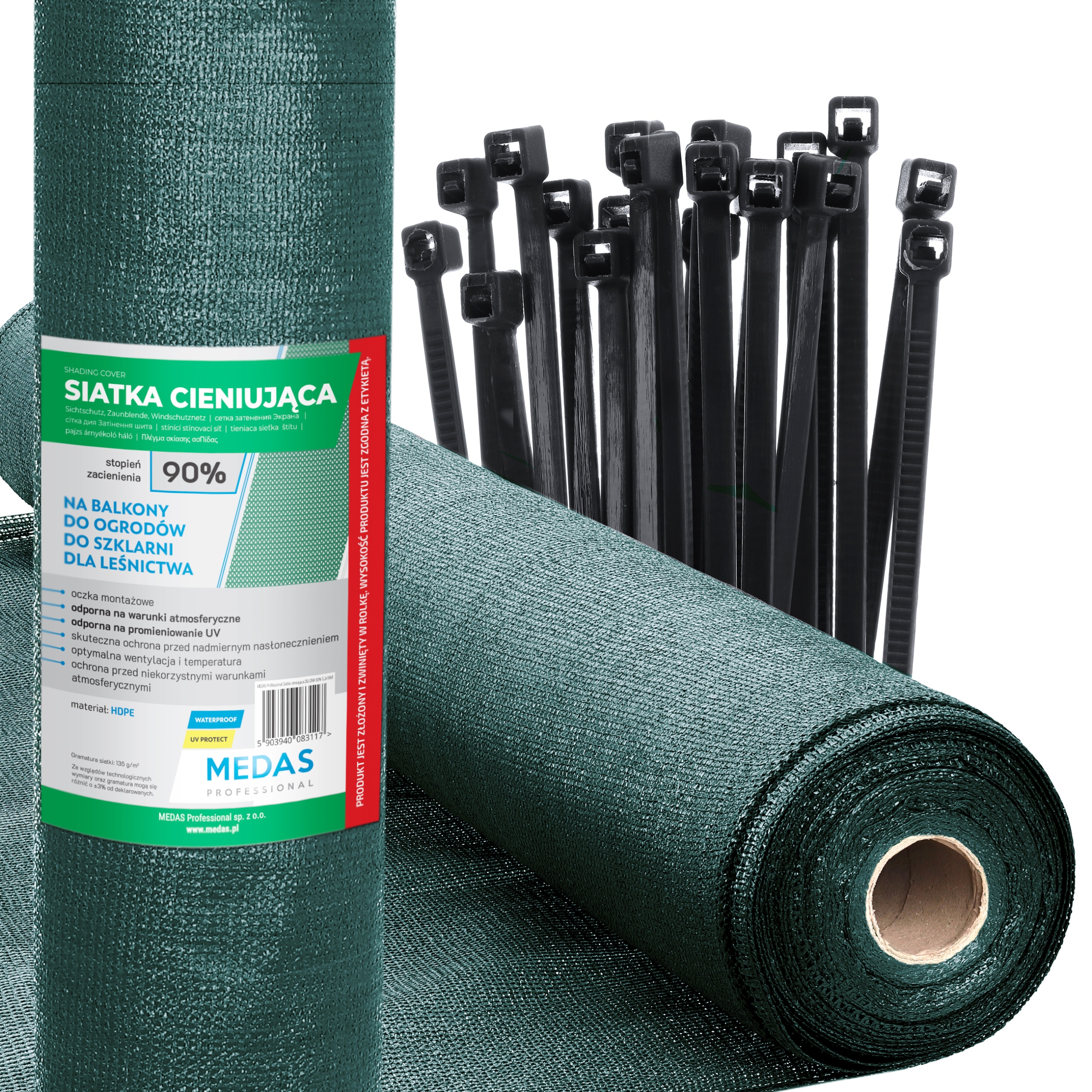 Siatka Cieniująca 1,5x50m Maskująca 90% Osłona Mata Na Ogrodzenie Płot +uv