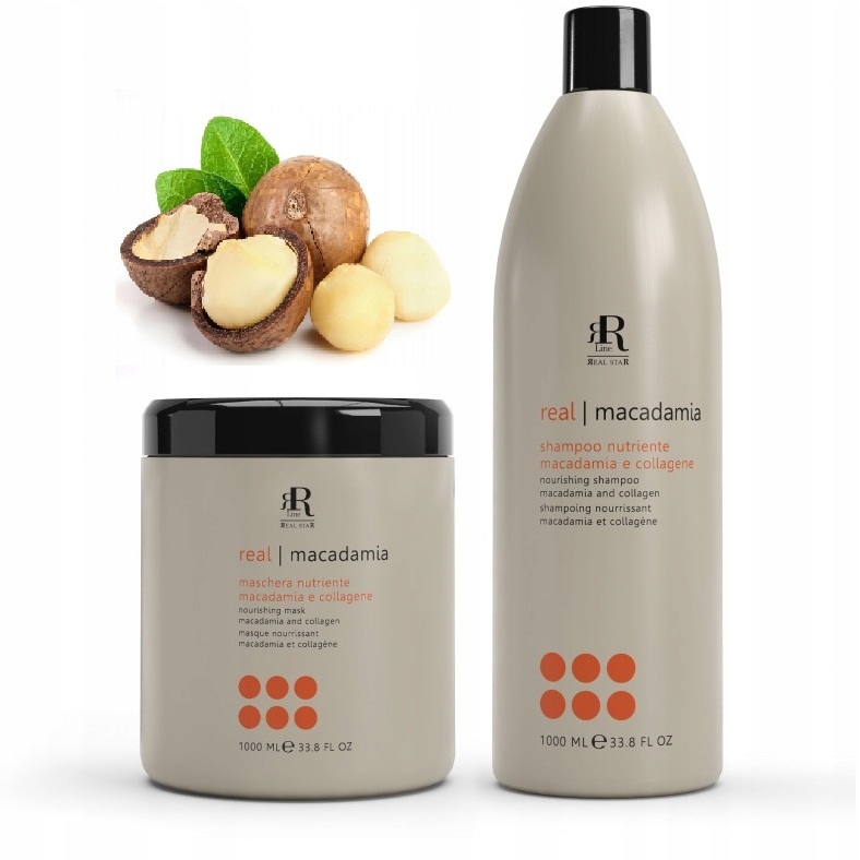 Hydratační Velký Set Šampon Maska Rr Line Real Macadamia Star 2 x Litr