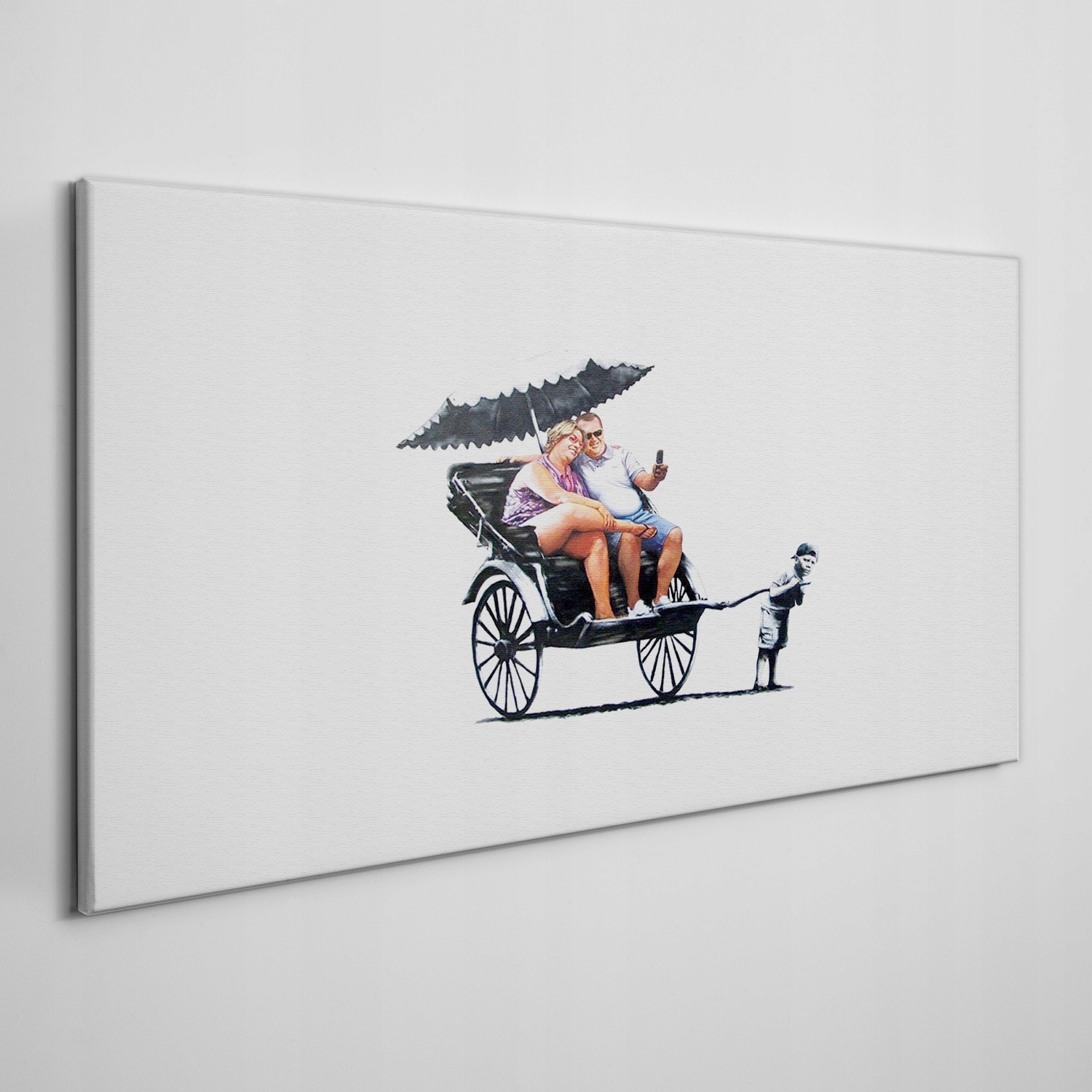 

Foto-obraz na płótnie Riksza Banksy biały 140x70