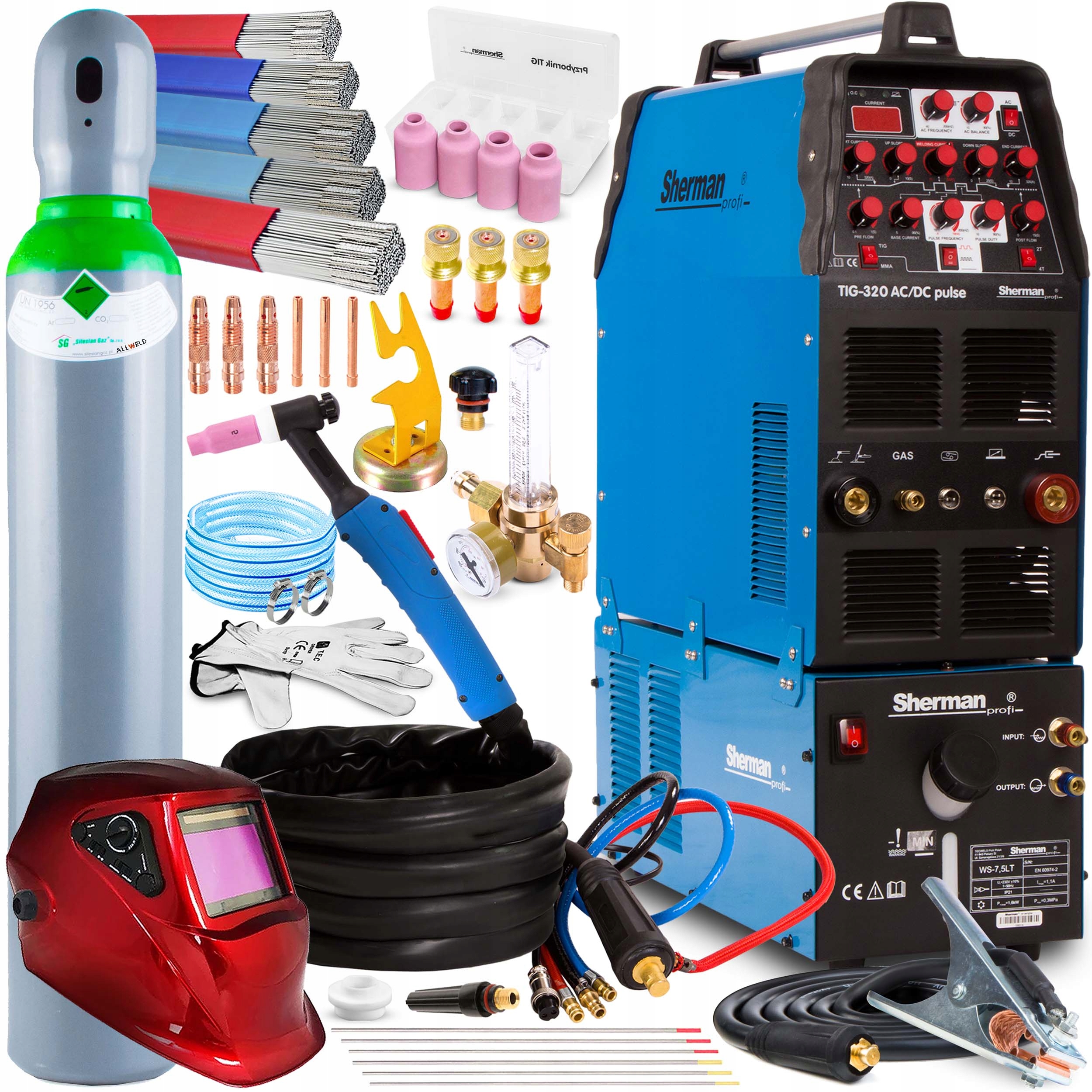 SPAWARKA SHERMAN TIG 320 AC DC PULS MMA CHŁODNICA 400V 320A HF ALUMINIUM