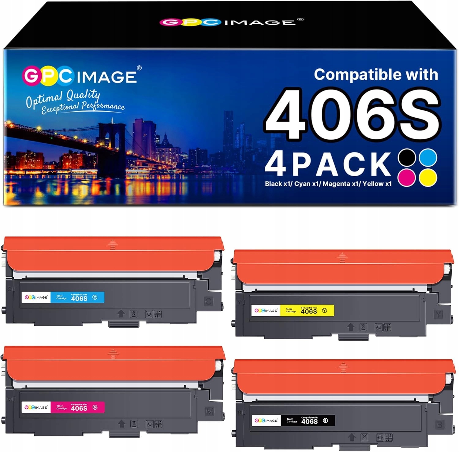 Toner pro 406S P406C, náhradní laserové kazety, 4 barvy