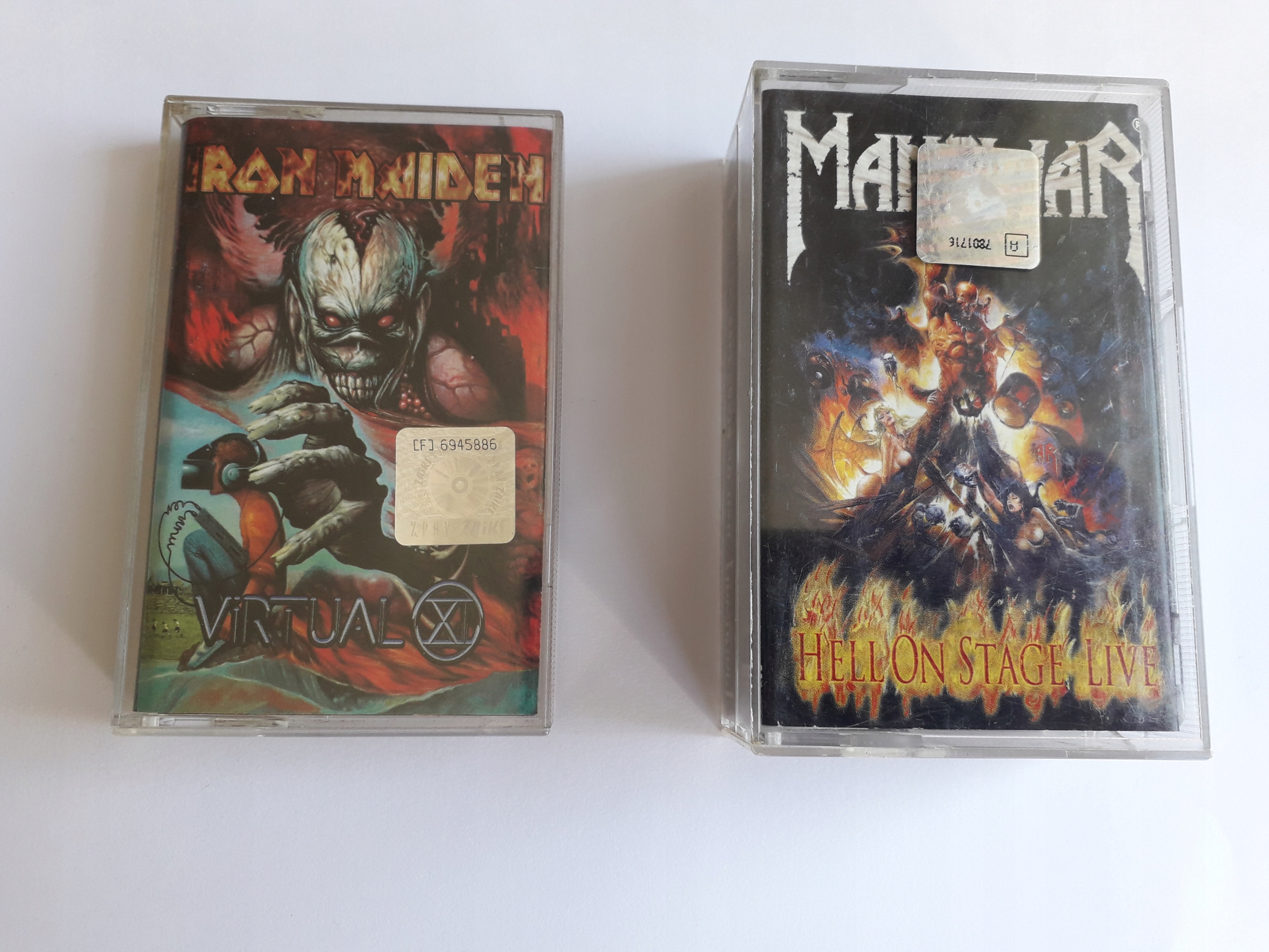 Kasety - zestaw: Iron Maiden Virtual XI i Hell on stage Manowar - 2 kasety!
