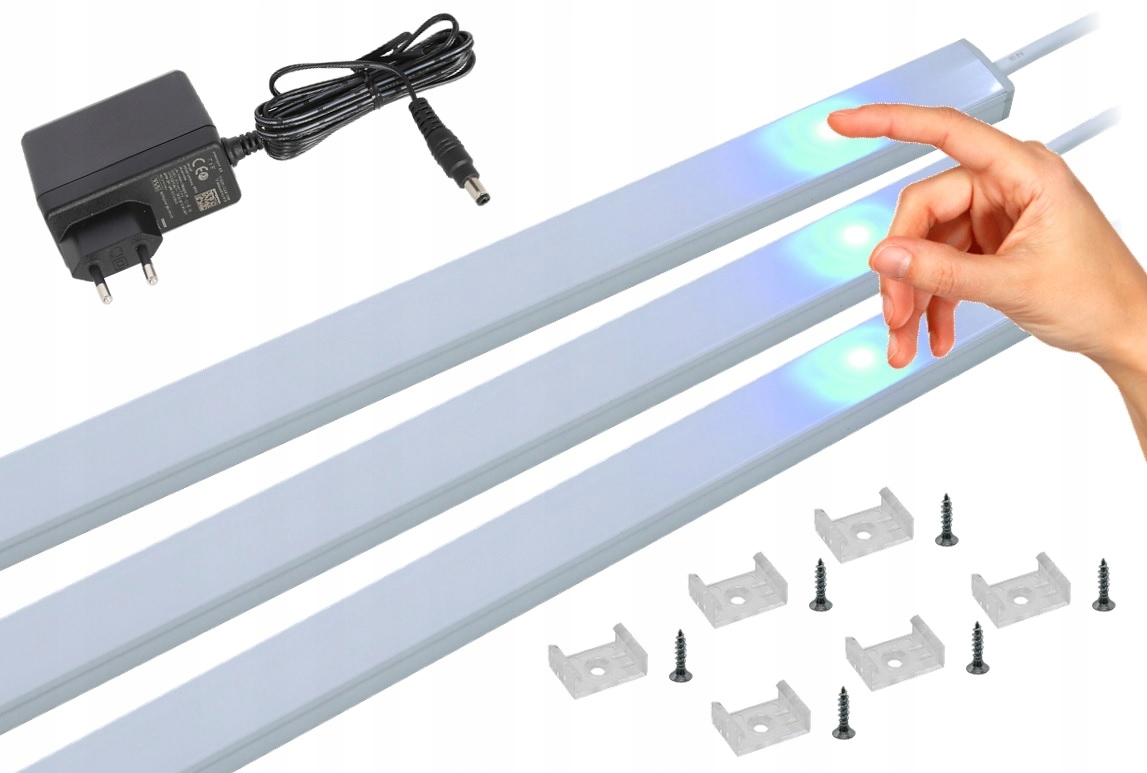 Nábytková lišta jednoduchá Led skříň 3x20cm Regulace Bílá neutrální 4500K