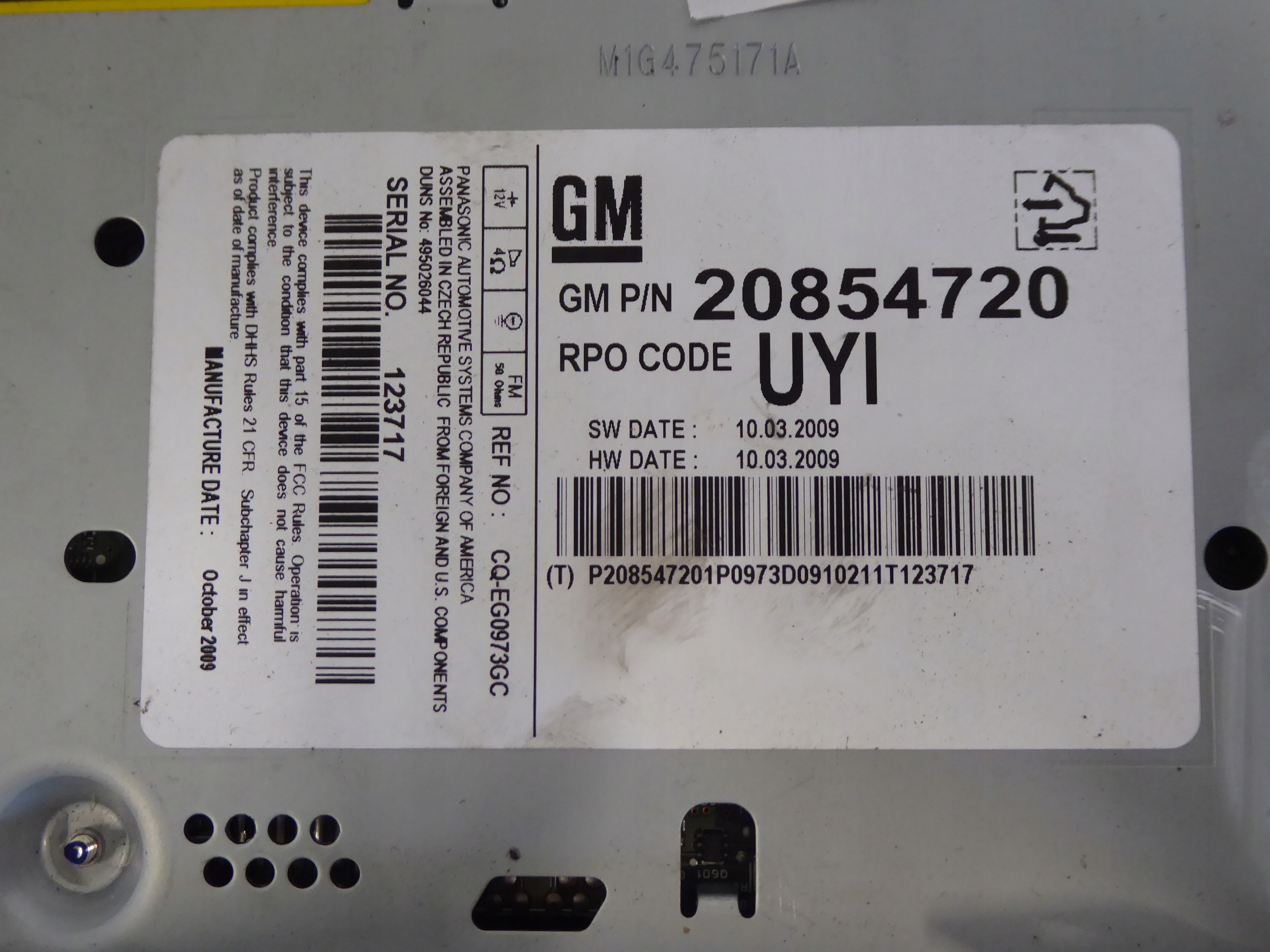 RADIO CDC 400 display running board OPEL INSIGNIA