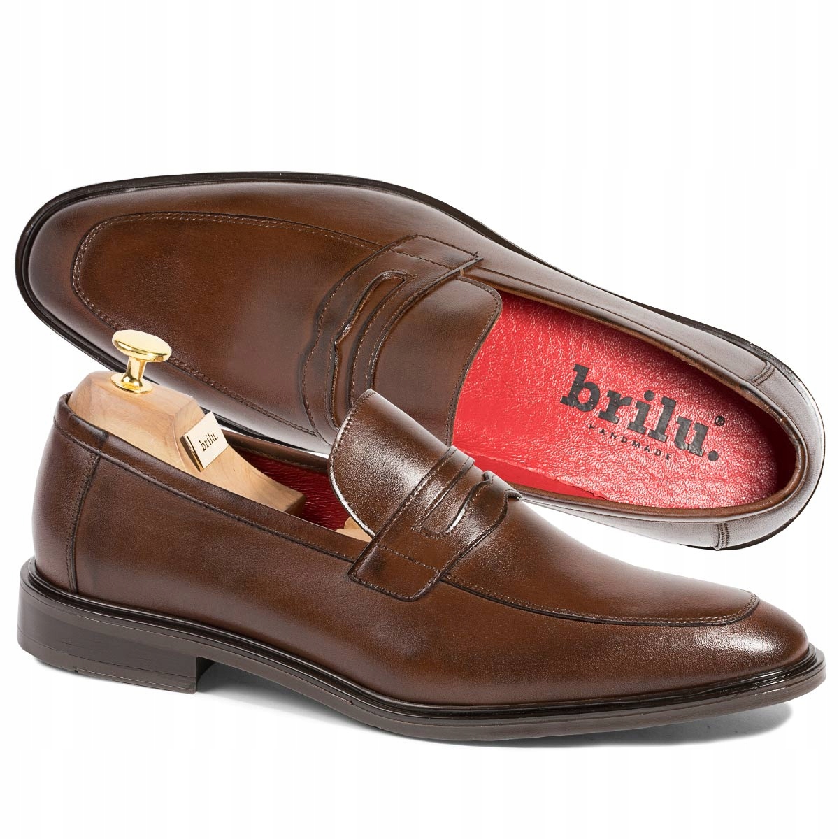 

Brilu Loafersy Ze Skóry Naturalnej Męskie Brąz 44