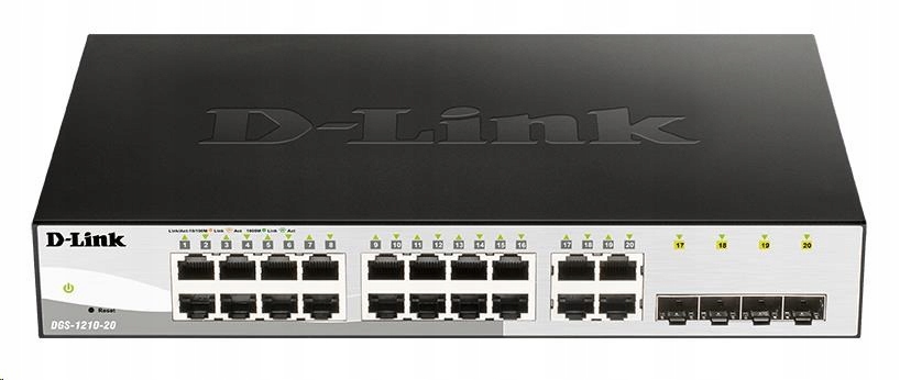 D-Link DGS-1210-20 20-portový gigabitový prepínač Smart+, 16x GbE, 4x…