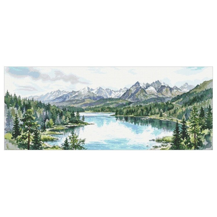 Vyšívací sada pro vyšívání Jezero v horách Krajina Diy