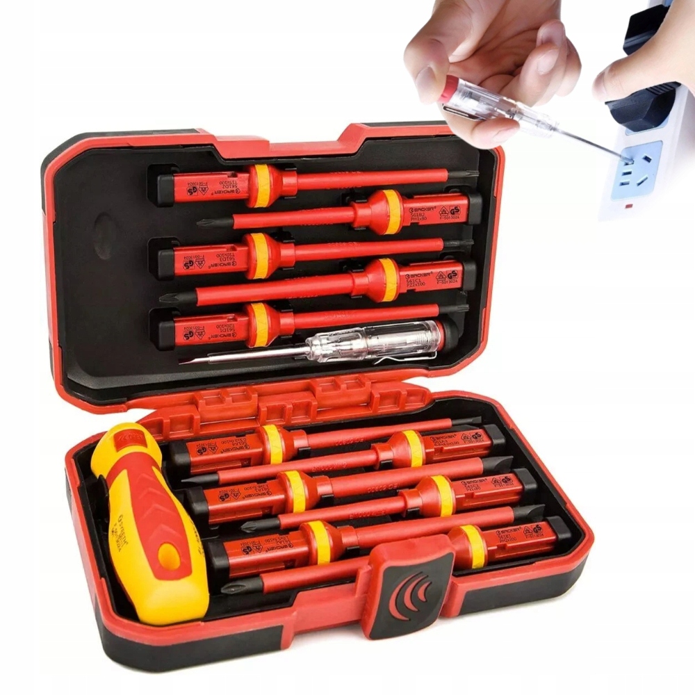 Izolowane Wkrętaki Śrubokręty Elektryczne 13szt Dla Elektryka 1000V Vde