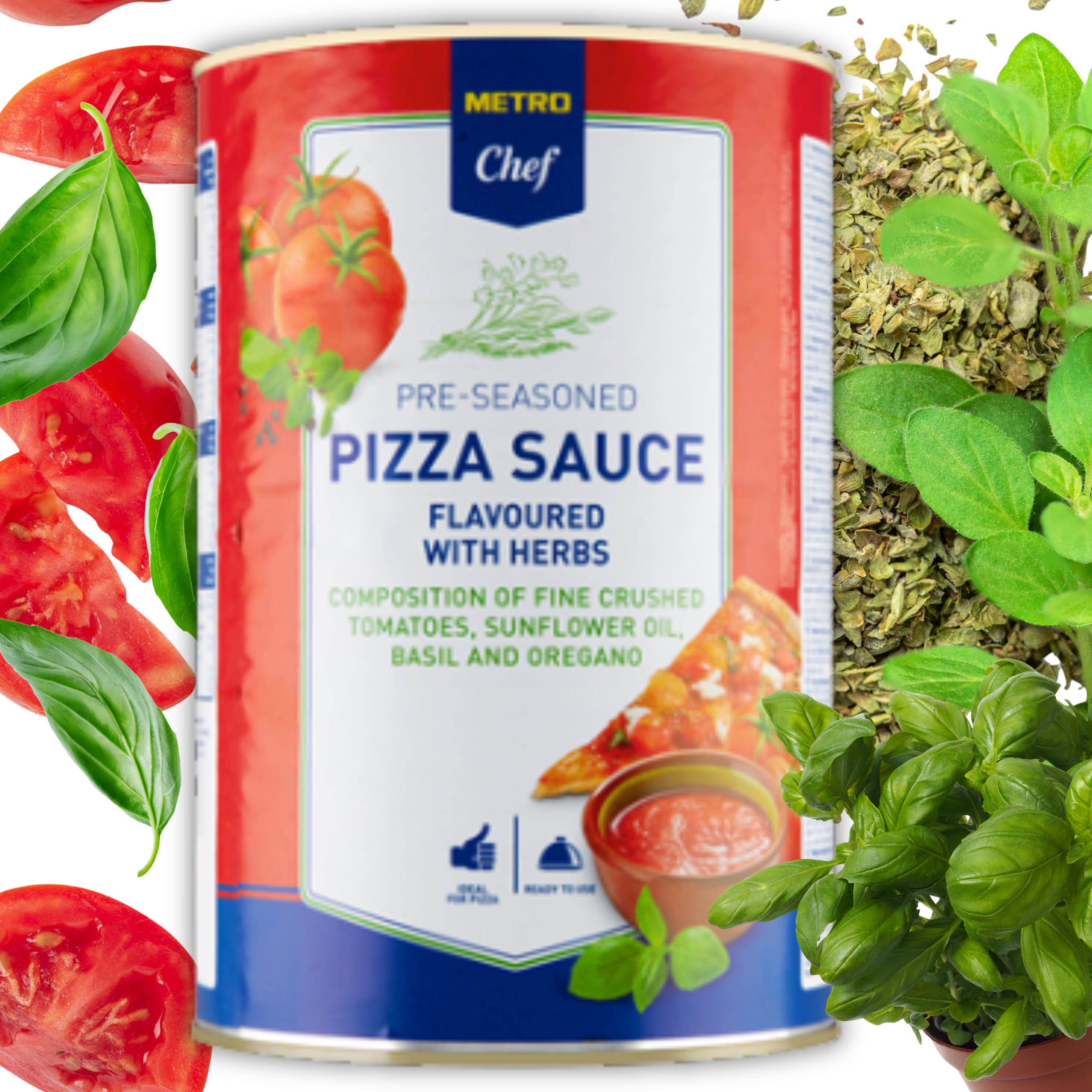 Levně Metro Chef omáčka na pizzu Pizza Sauce s bylinkami Velká plechovka 4.1 kg