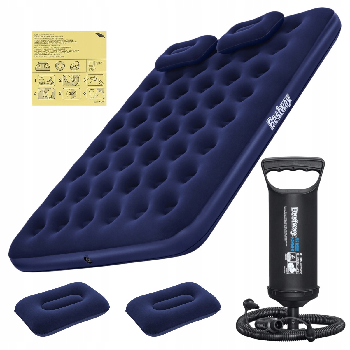 Nafukovací Matrace na spaní pro 2 osoby Bestway 203x152x22 cm Pumpička 2 Polštáře