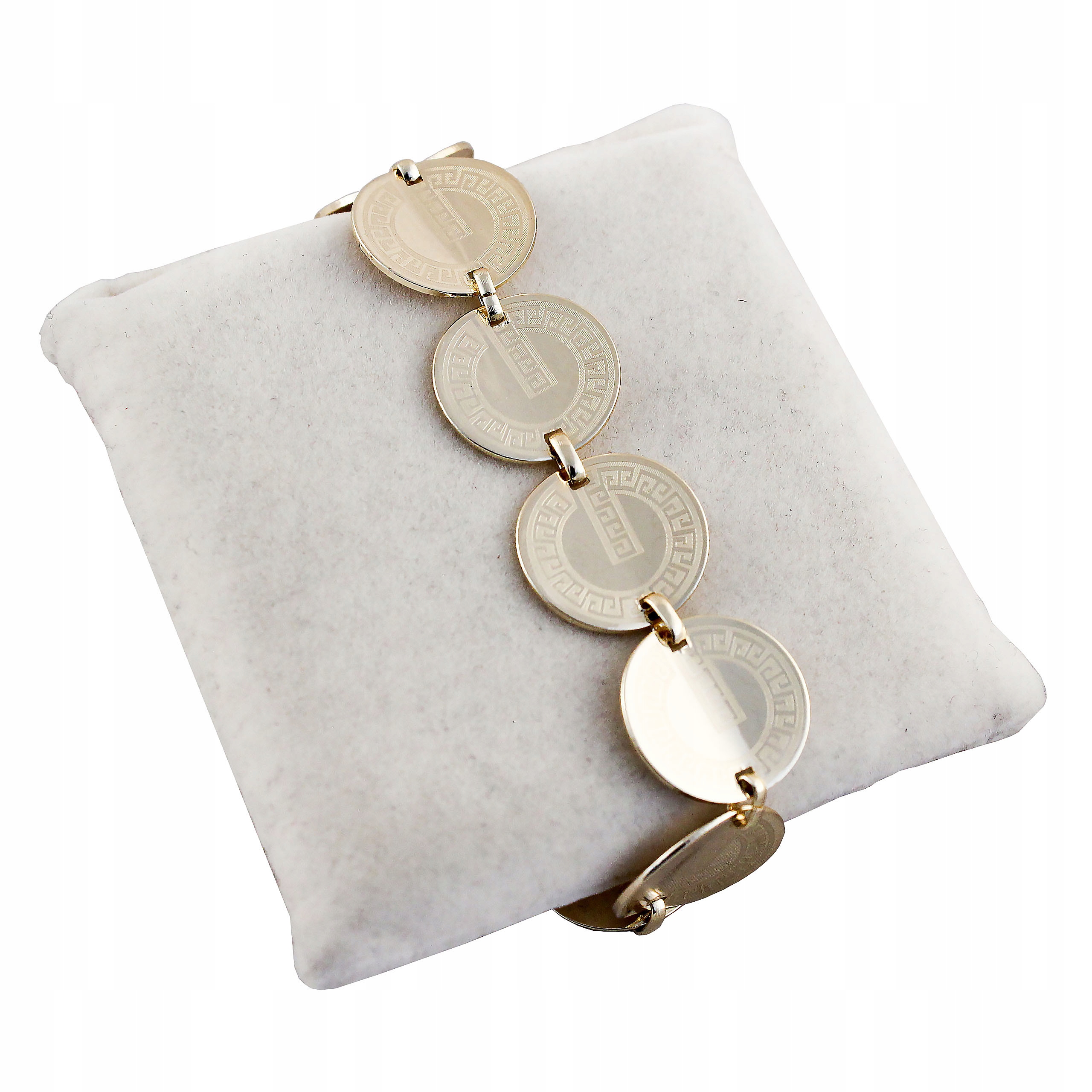 

Złota Bransoletka Grecki Wzór Stal Chirurgiczna