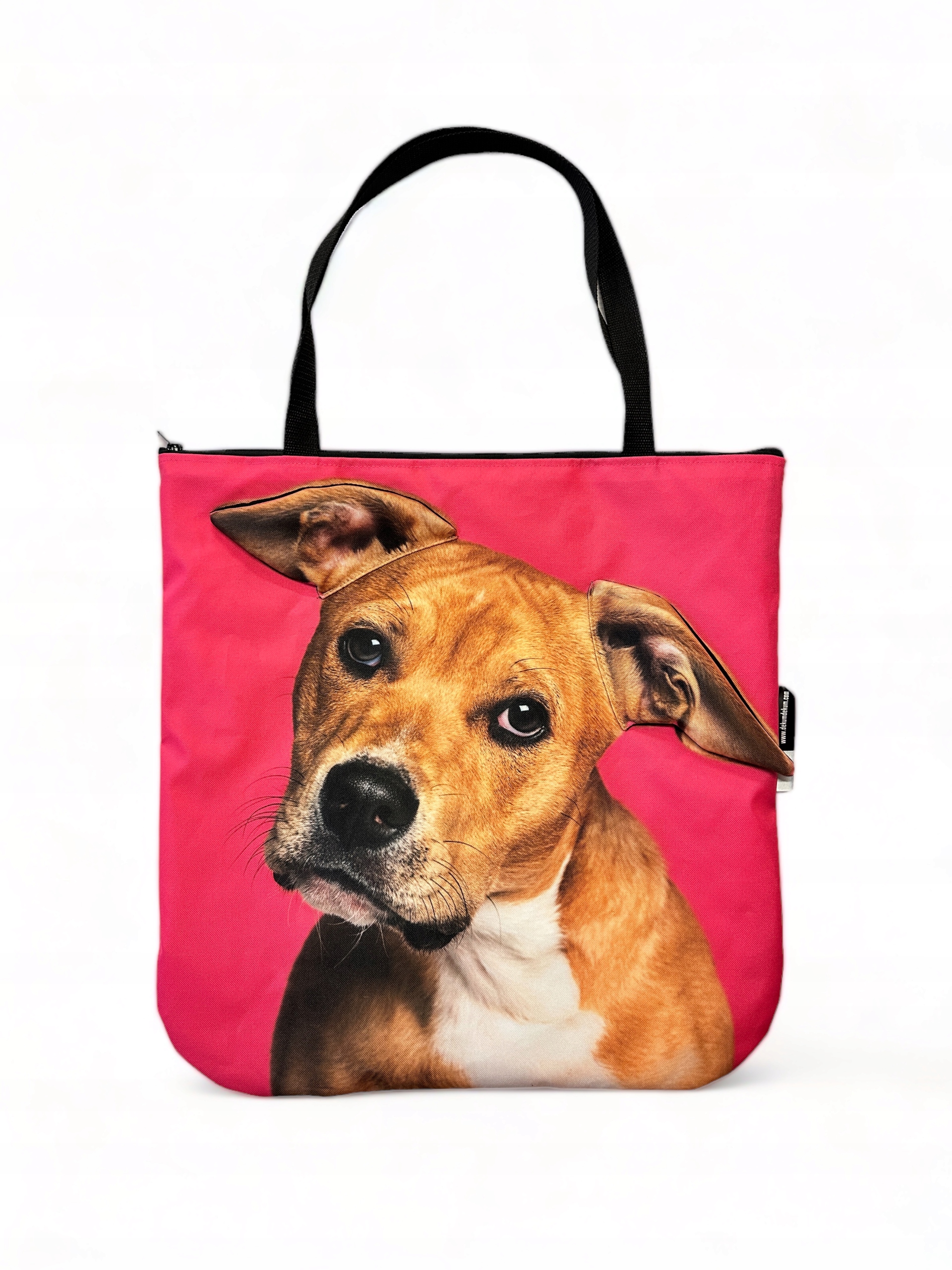 Taška na psa Amstaff stafik Velká 3D přes rameno Liliová nákupní sbalitelná