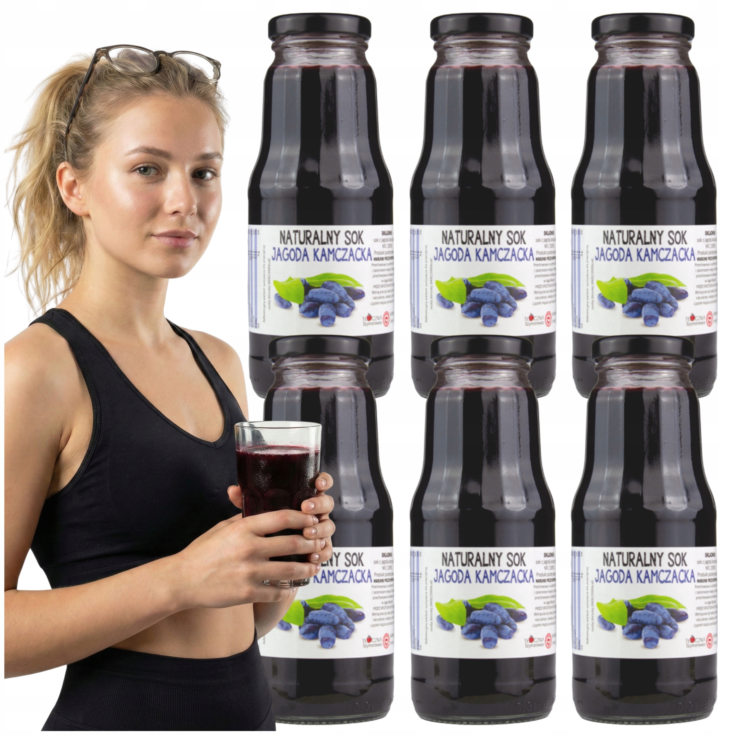Sok Z Jagody Kamczackiej 100% Naturalny Tłoczony butelka 300ML zestaw 6szt