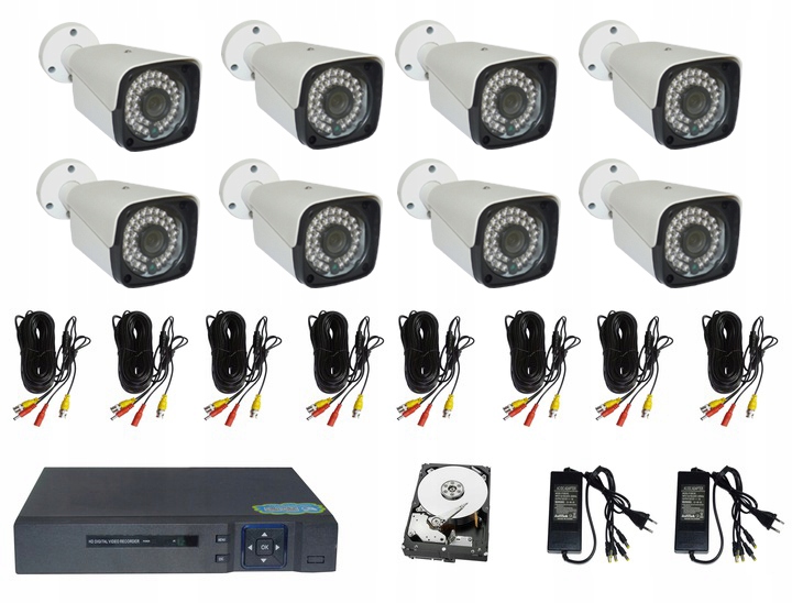 Zestaw do MONITORINGU 8 kamer 5 MPX dysk 1 TB