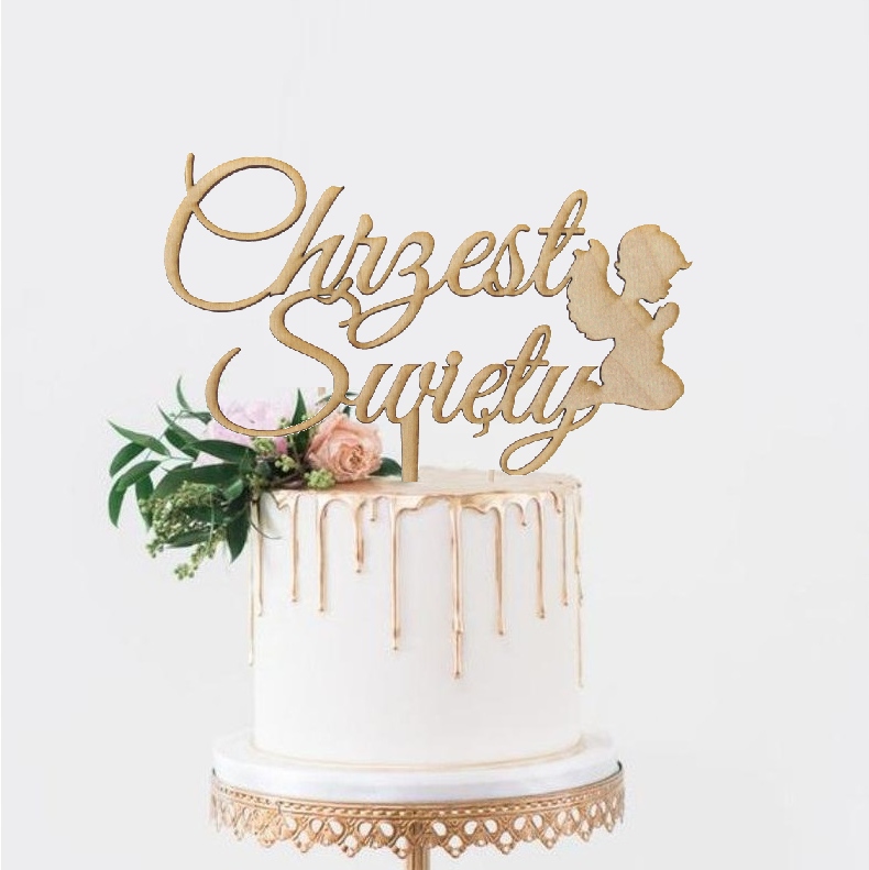 TOPPER dekoracja eko na tort CHRZEST Rodzaj ozdoby niejadalne