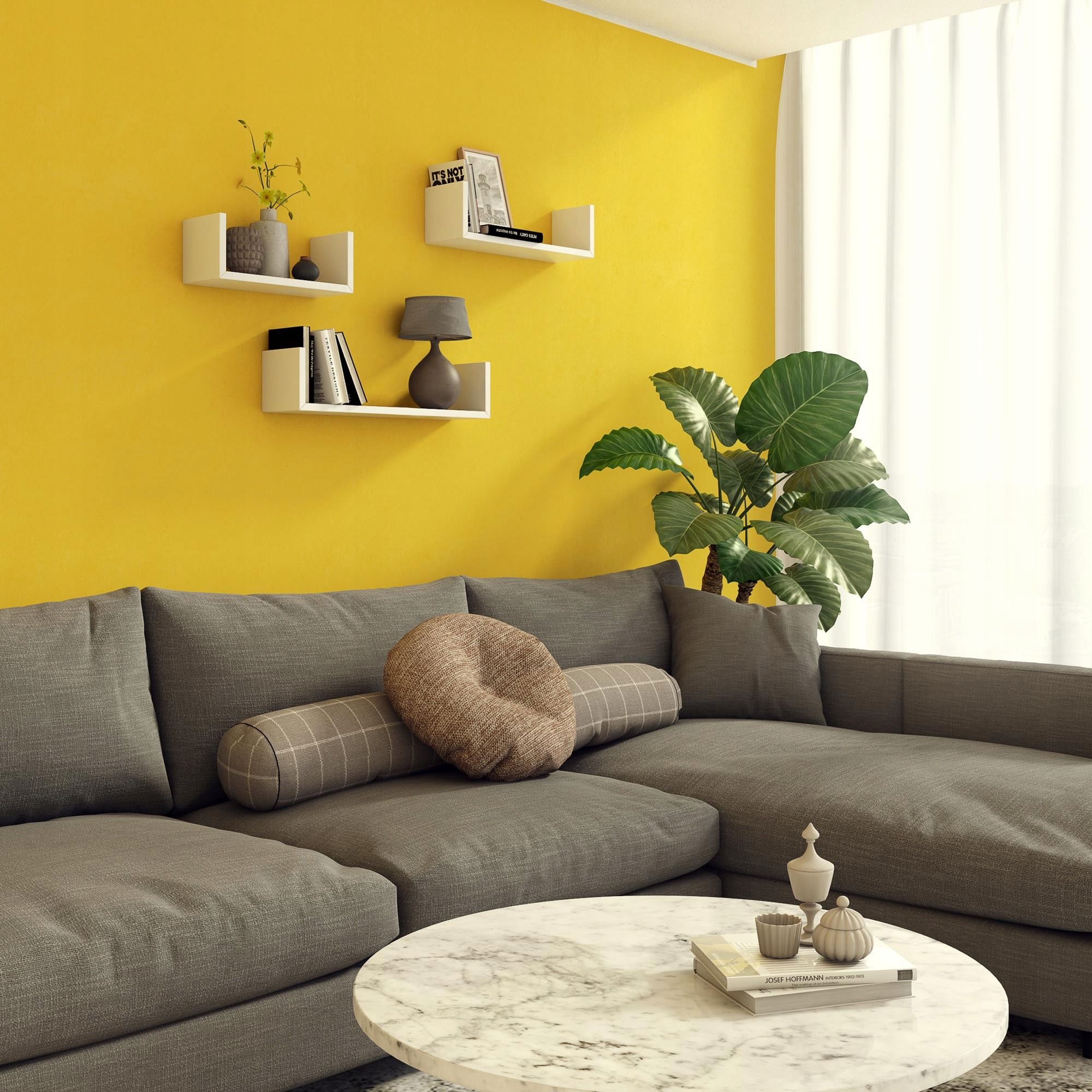 Półki modułowe ścienne wiszące - 42/34/26 Białe Materiał płyta MDF