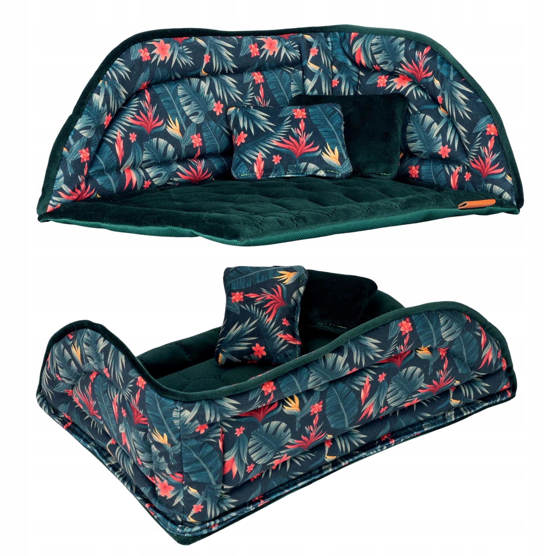 Levně Rohový pelíšek do klece ohrádky Malý Pes 30x40x16 cm Ukory Zelený vzor