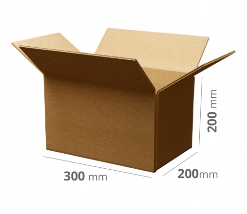 100x Karton klapowy Pudło 300x200x200 mm szare 380 g/m2 Gabaryt C