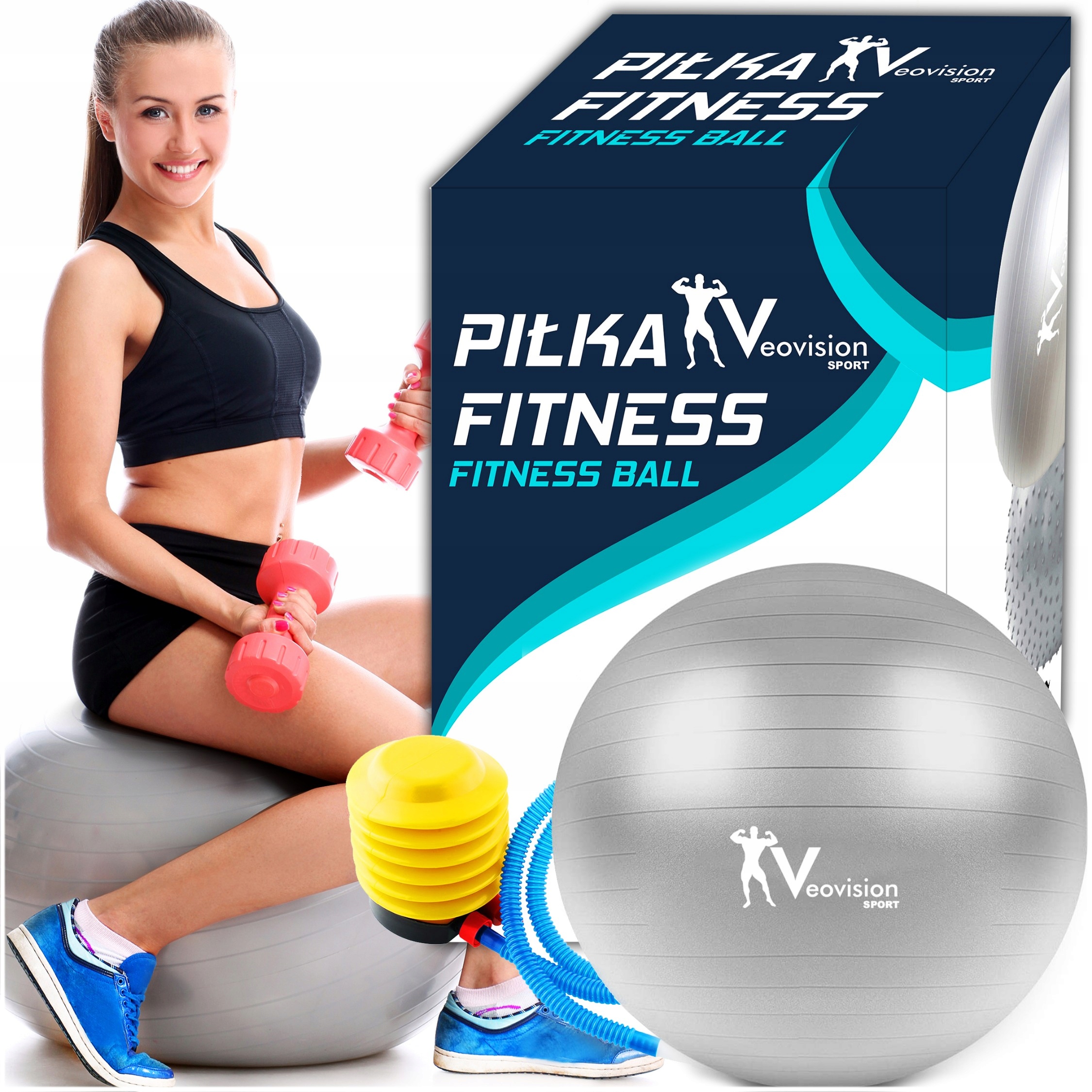 PIŁKA GIMNASTYCZNA FITNESS REHABILITACYJNA DO ĆWICZEŃ 75cm +POMPKA