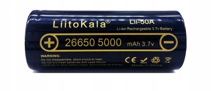 Ogniwo Li-Ion Liitokala Lii-50A 26650 5000 mAh 3,7 V – Parametry