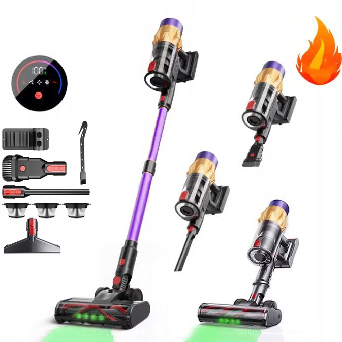 Přenosný Akumulátorový Vysavač, 550W/30KPA Sací Síla, Dotykový Displej