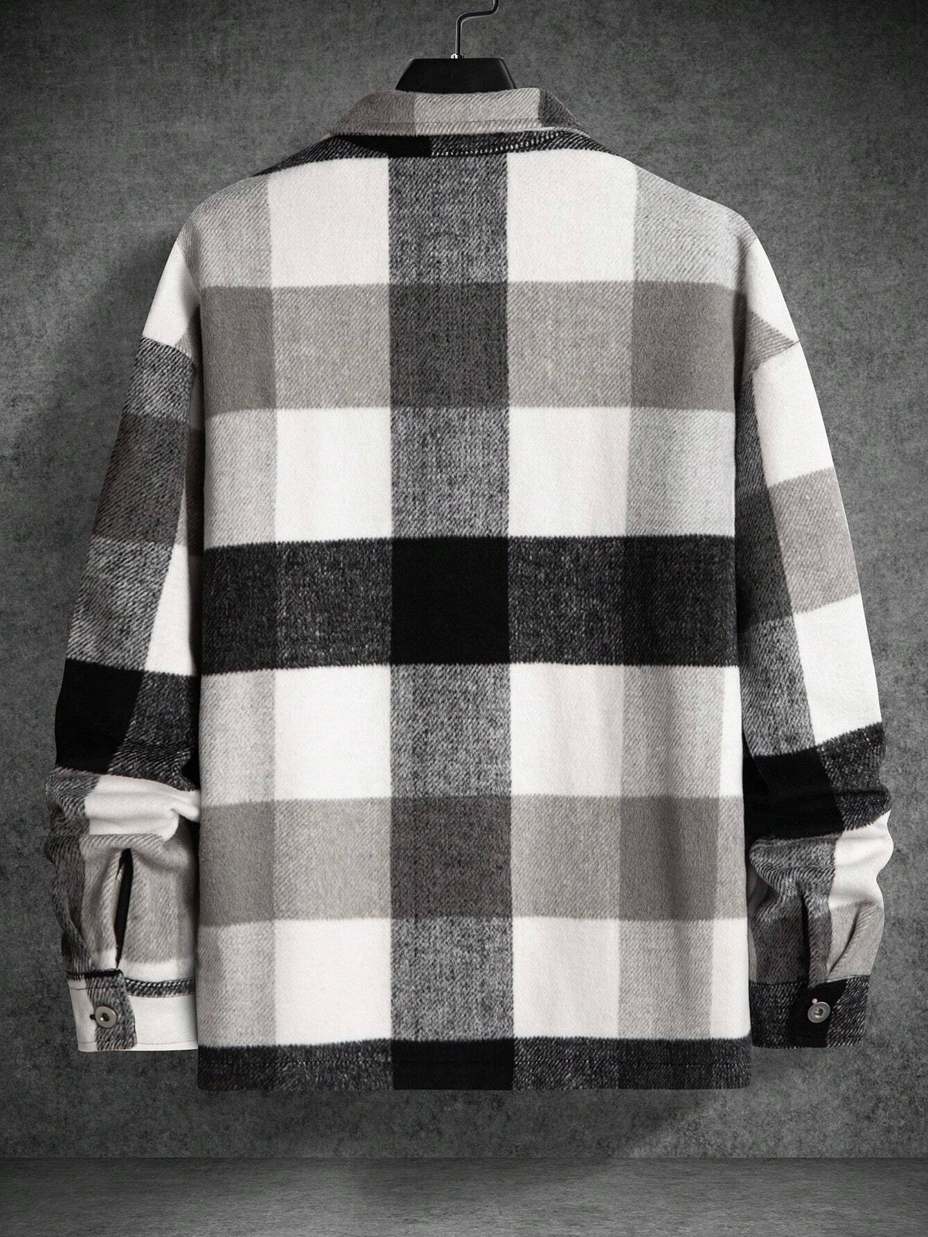 Shein Manfinity Męska koszula o luźnym kroju, w kratę, S Płeć mężczyzna