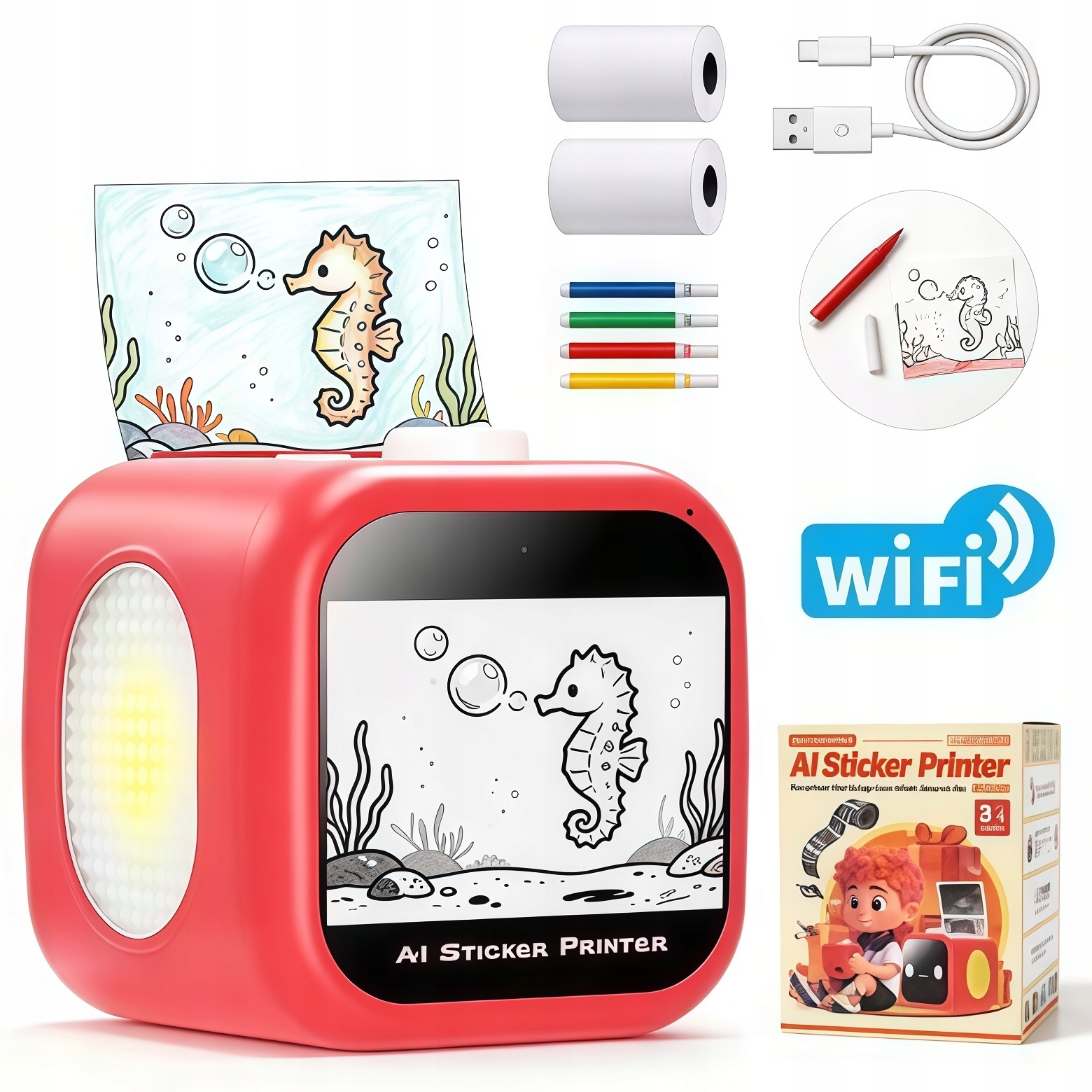 Ai Voice Touch Sticker Printer Dla Dzieci Inkless Wi-fi Portable Kids Gift