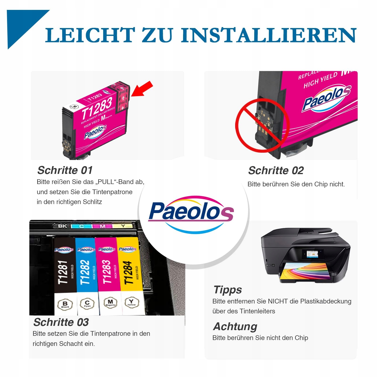 PAEOLOS T1285 Zestaw Tuszy Kompatybilnych Epson SX235W SX125 SX130 BX305F — miniatura 5