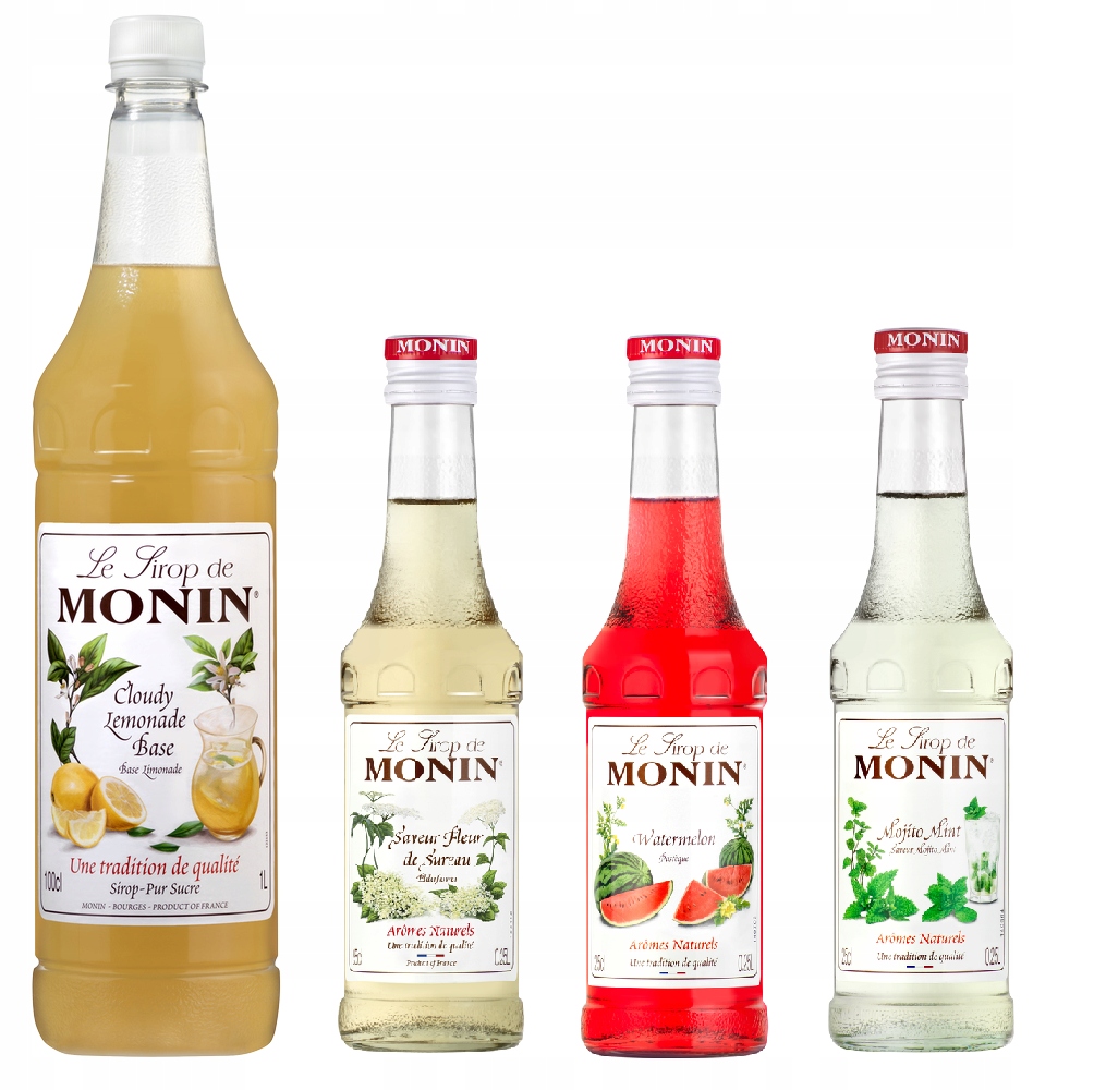 Zestaw syropów Monin do lemoniady baza i 3 smaki