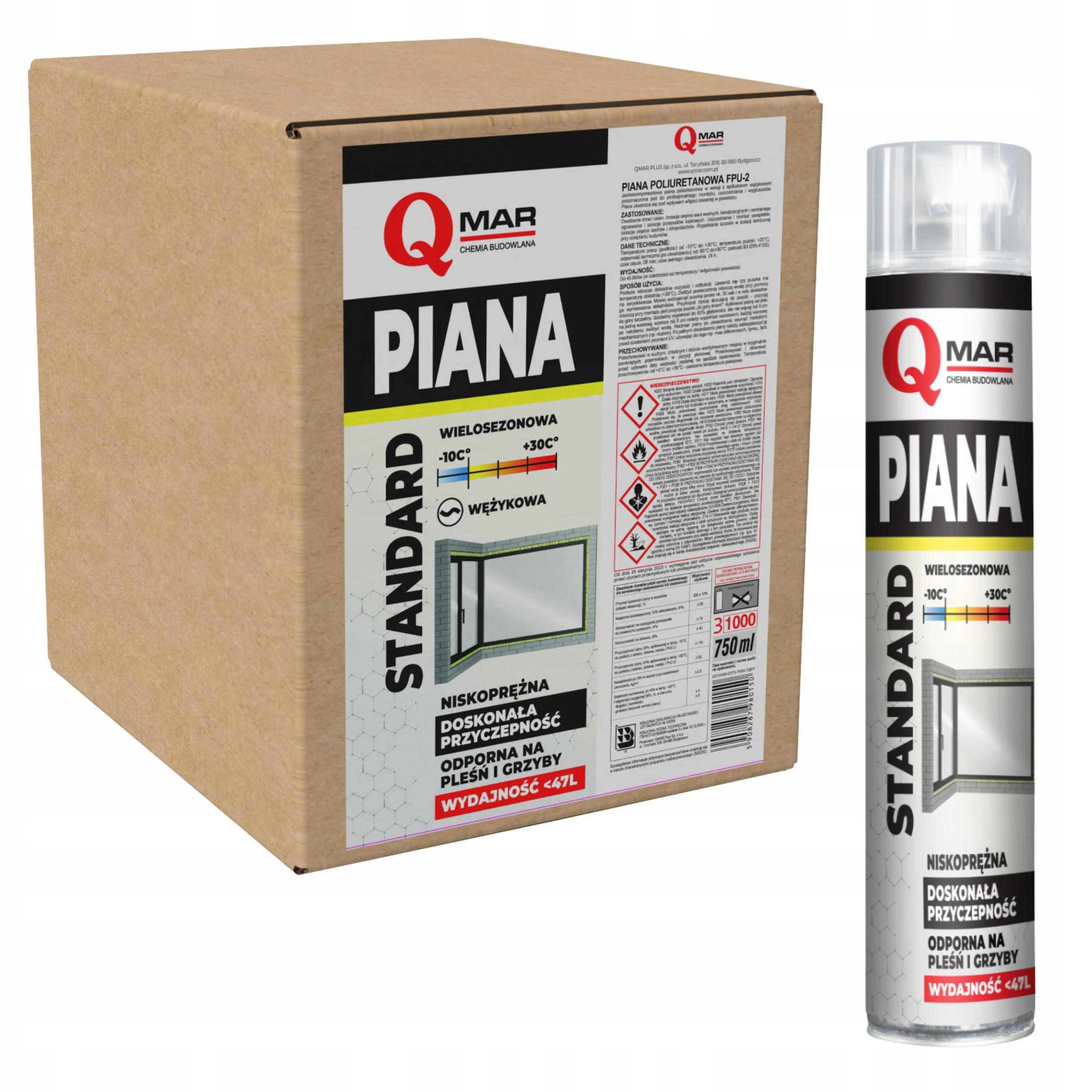 12 X Nízkotlaká Pistolová Pěna Celoroční Montážní 750 ML