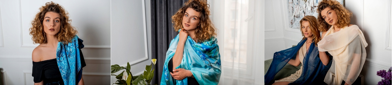 APASZKA RĘCZNIE CIENIOWANA JEDWAB MILANÓWEK 90x90 Kolor wielokolorowy