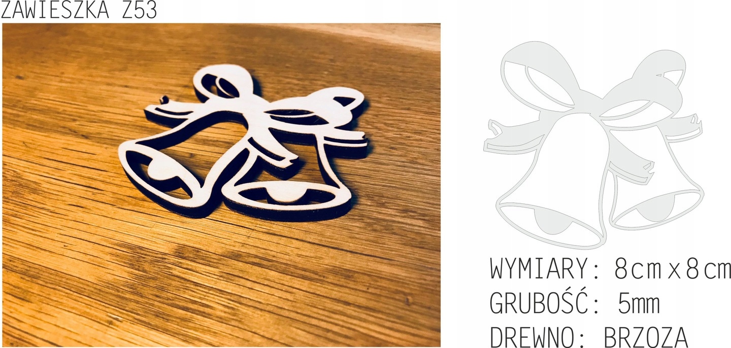 OZDOBY ŚWIĄTECZNE CHOINKOWE DREWNIANE Z53 3 szt. Marka inna