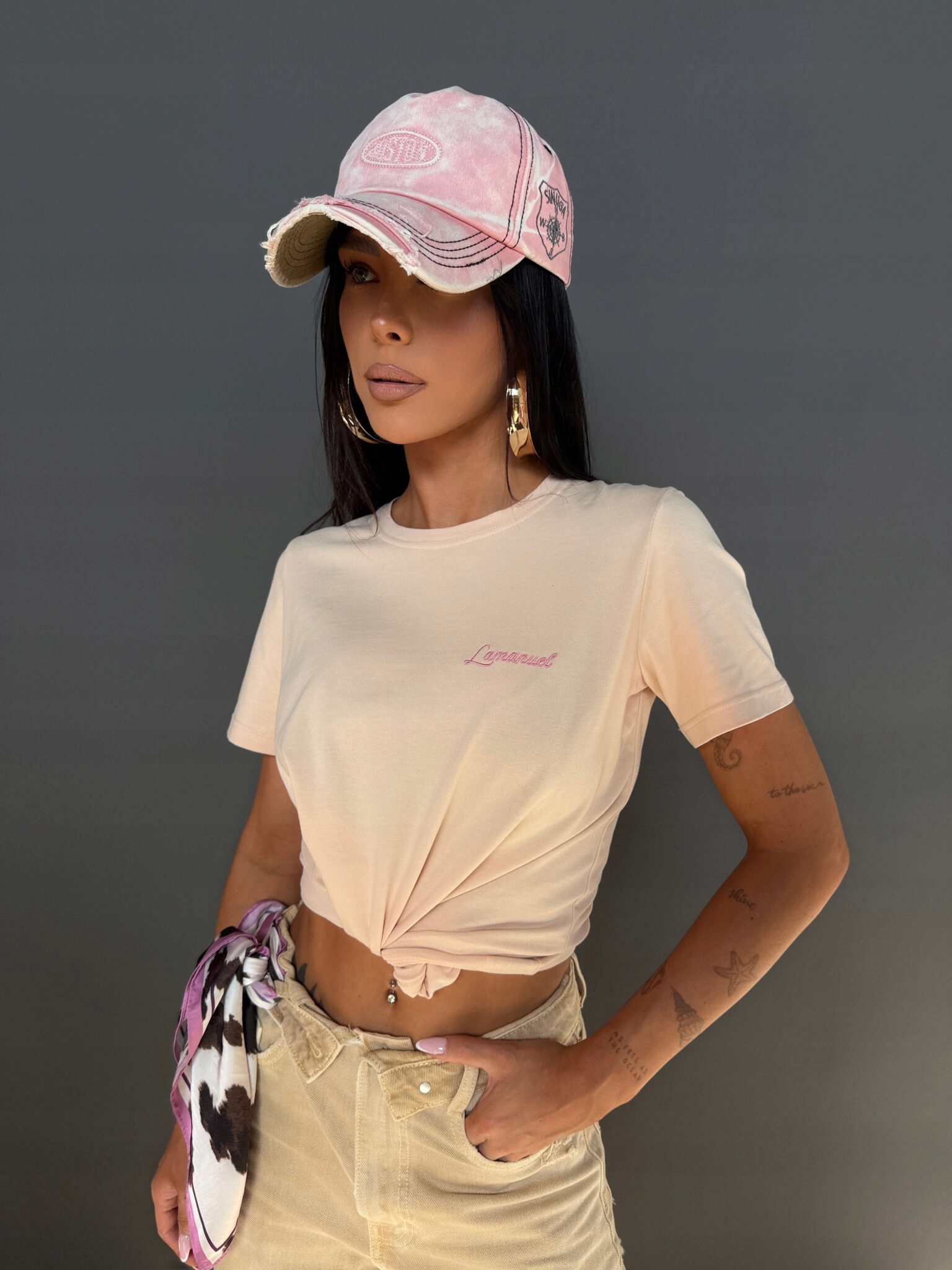 T-shirt damski polo La Manuel Positive łosoś