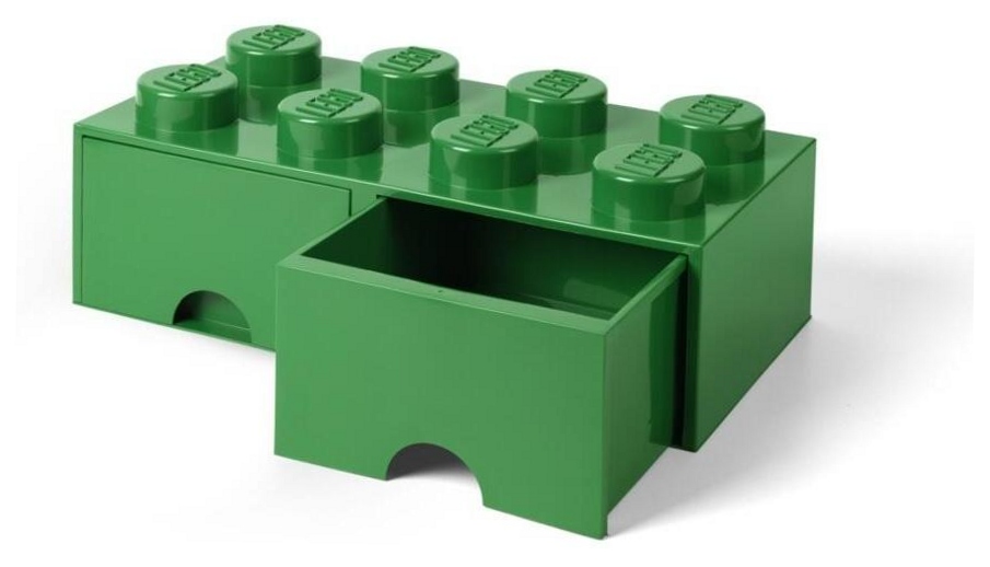 Lego pojemnik klocek z szufladami ósemka zielony