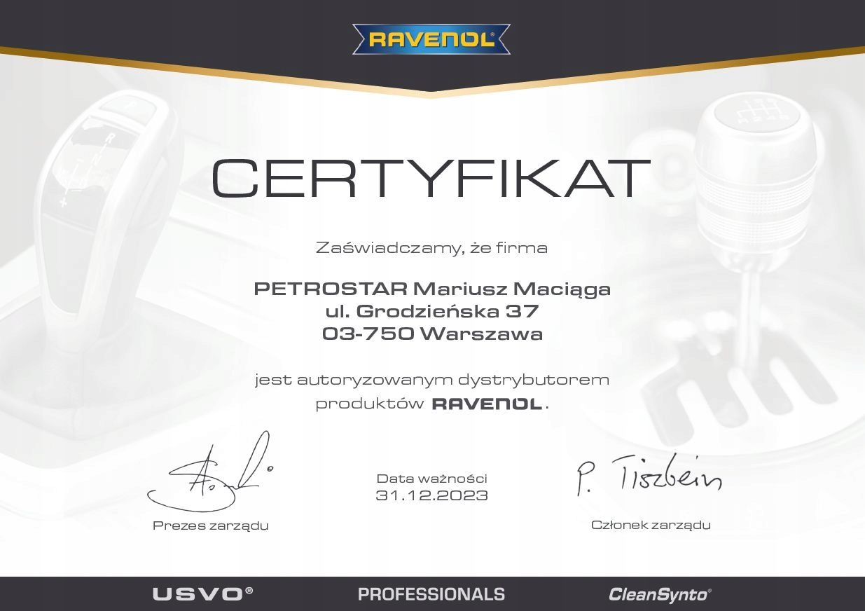 PŁYN RAVENOL ESF EXTRA SERVO FLUID 4L 34 RAVENOL ESF EXTRA SERVO FLUID 4L Pojemność opakowania 4 l