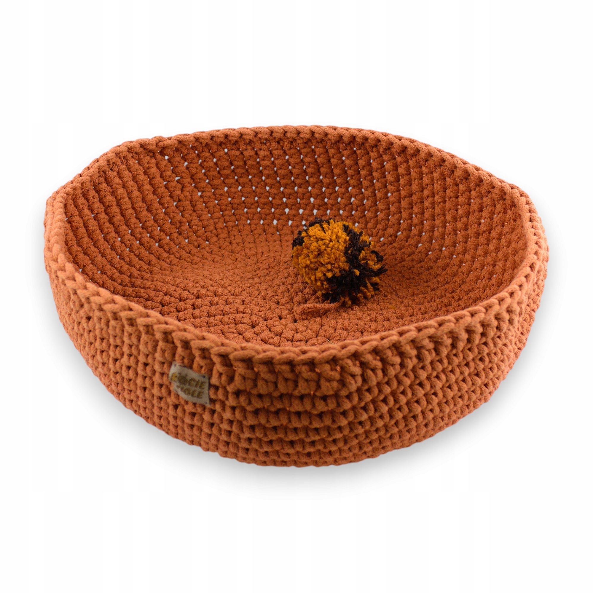 Pelíšek pro psa kočku Mruu bavlněné, provázkové, 40 cm, Dýně, ruční výroba