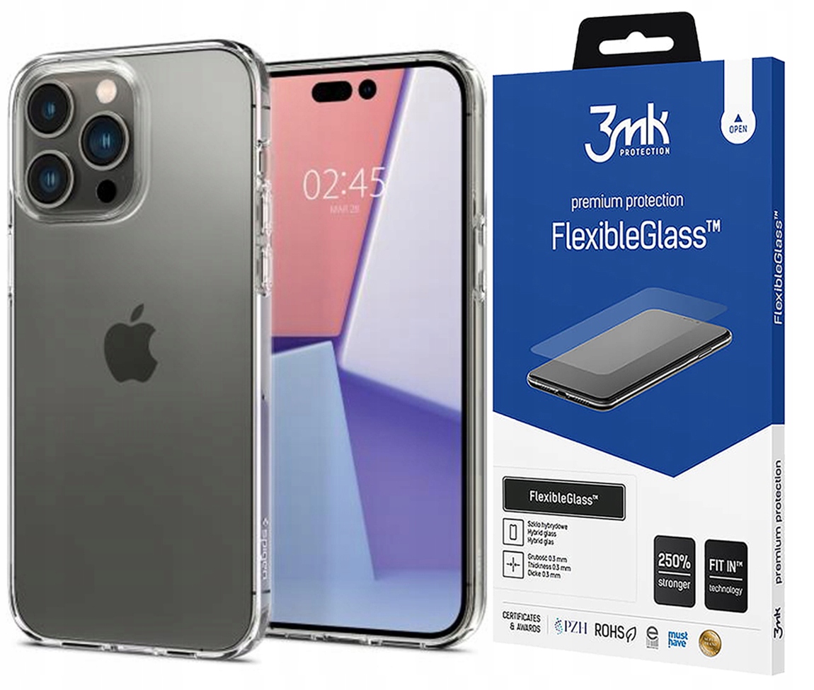 

Etui do, Iphone 14 Pro Max Spigen Lq i Szkło 3MK