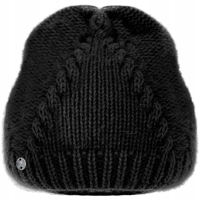 Polská Jednoduchá Černá Čepice s Angorou bez vyhrnutí, vzor