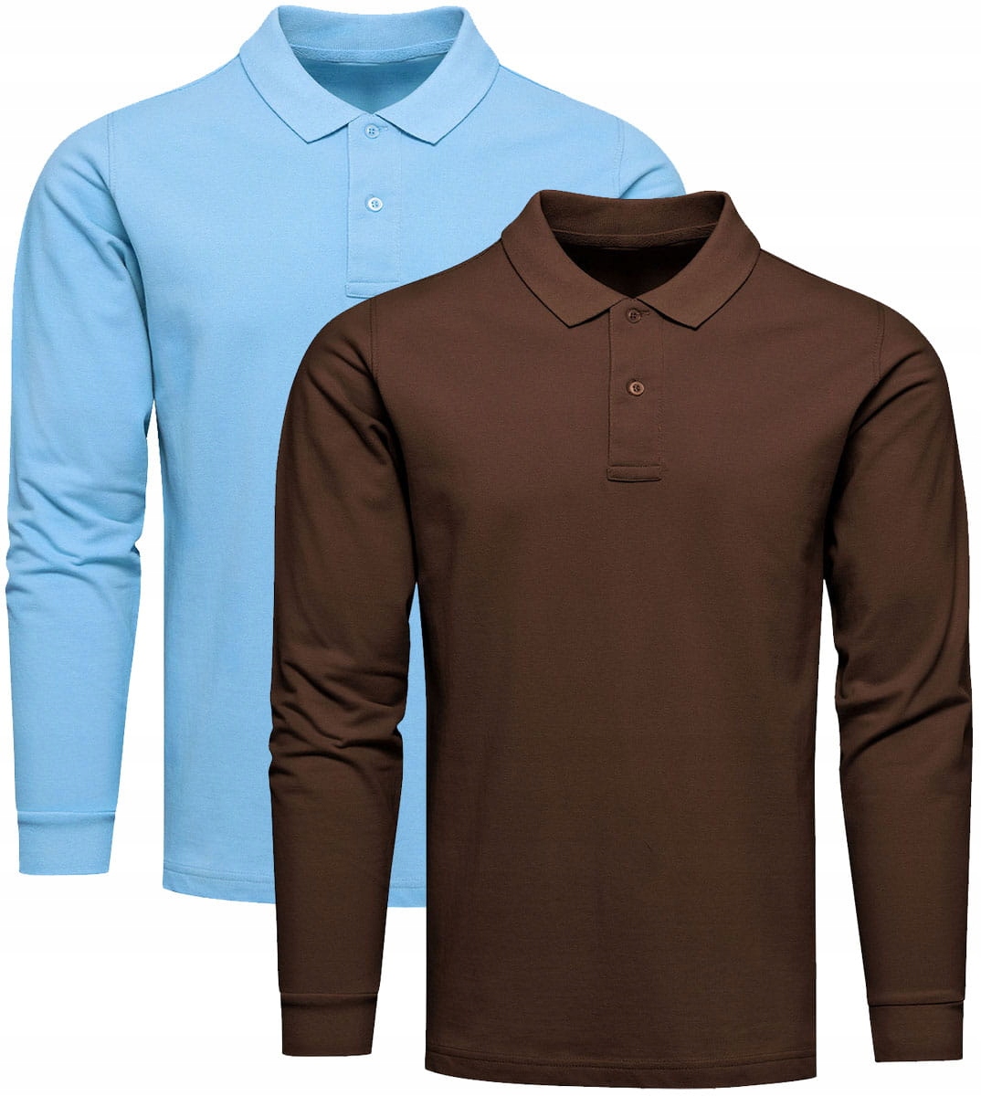 2-balení sada prémiových pánských longsleevů modrá a hnědá XXL